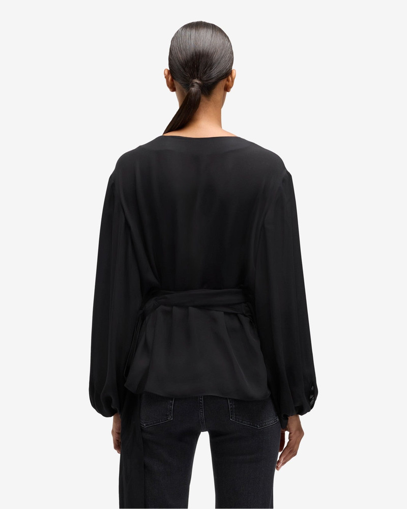Silk Wrap Blouse in Black 5