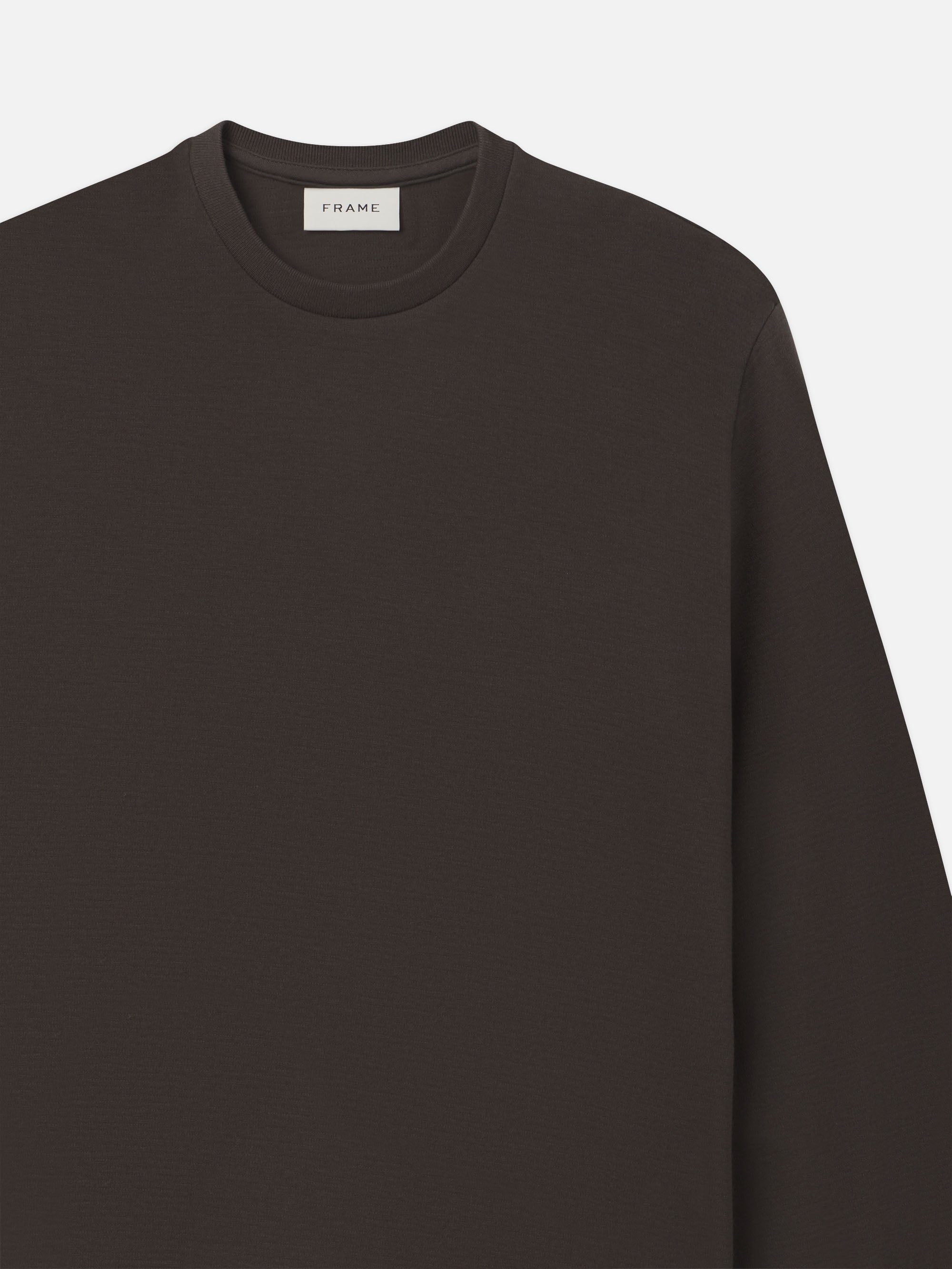 Duo Fold Long Sleeve Crew in Dark Taupe - 2