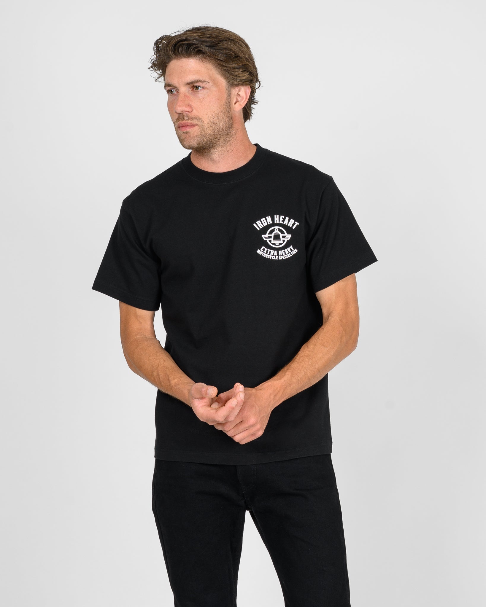 7.5OZ PRINTED LOOPWHEEL CREW NECK T-SHIRT - BLACK - 3