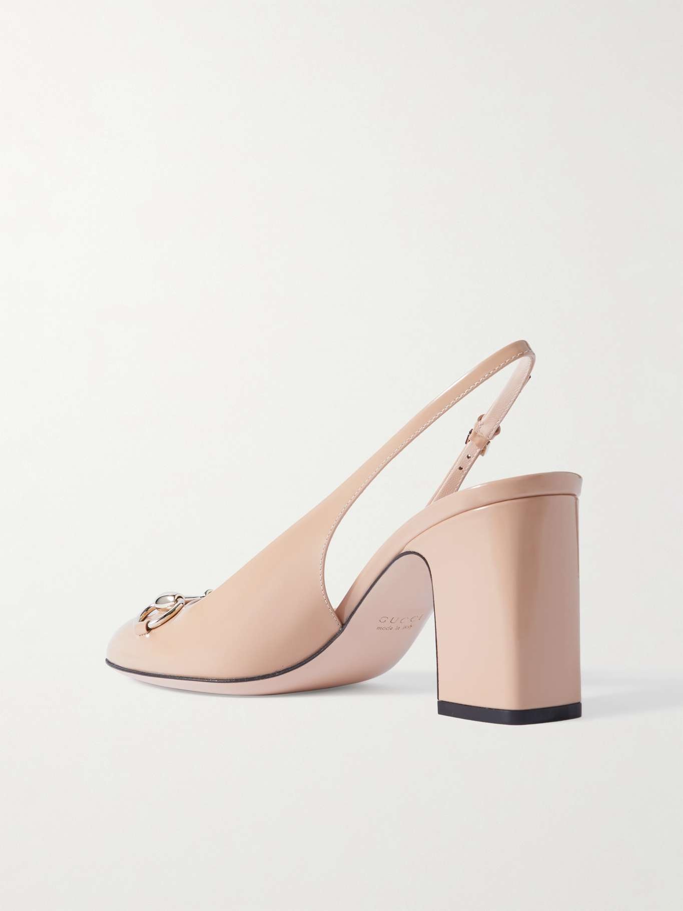 Lady horsebit-embellished patent-leather slingback pumps - 3