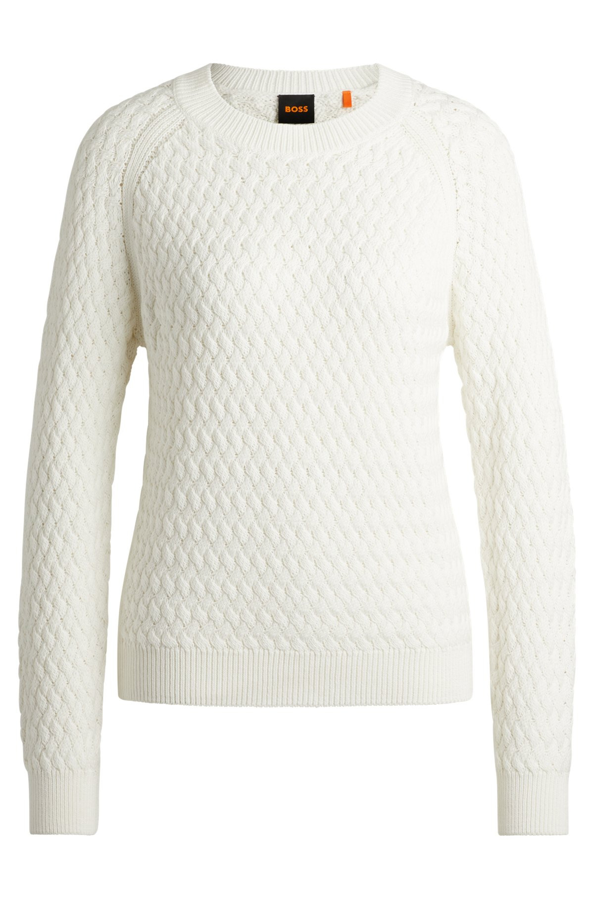 COTTON SWEATER WITH MIXED STRUCTURES - 1