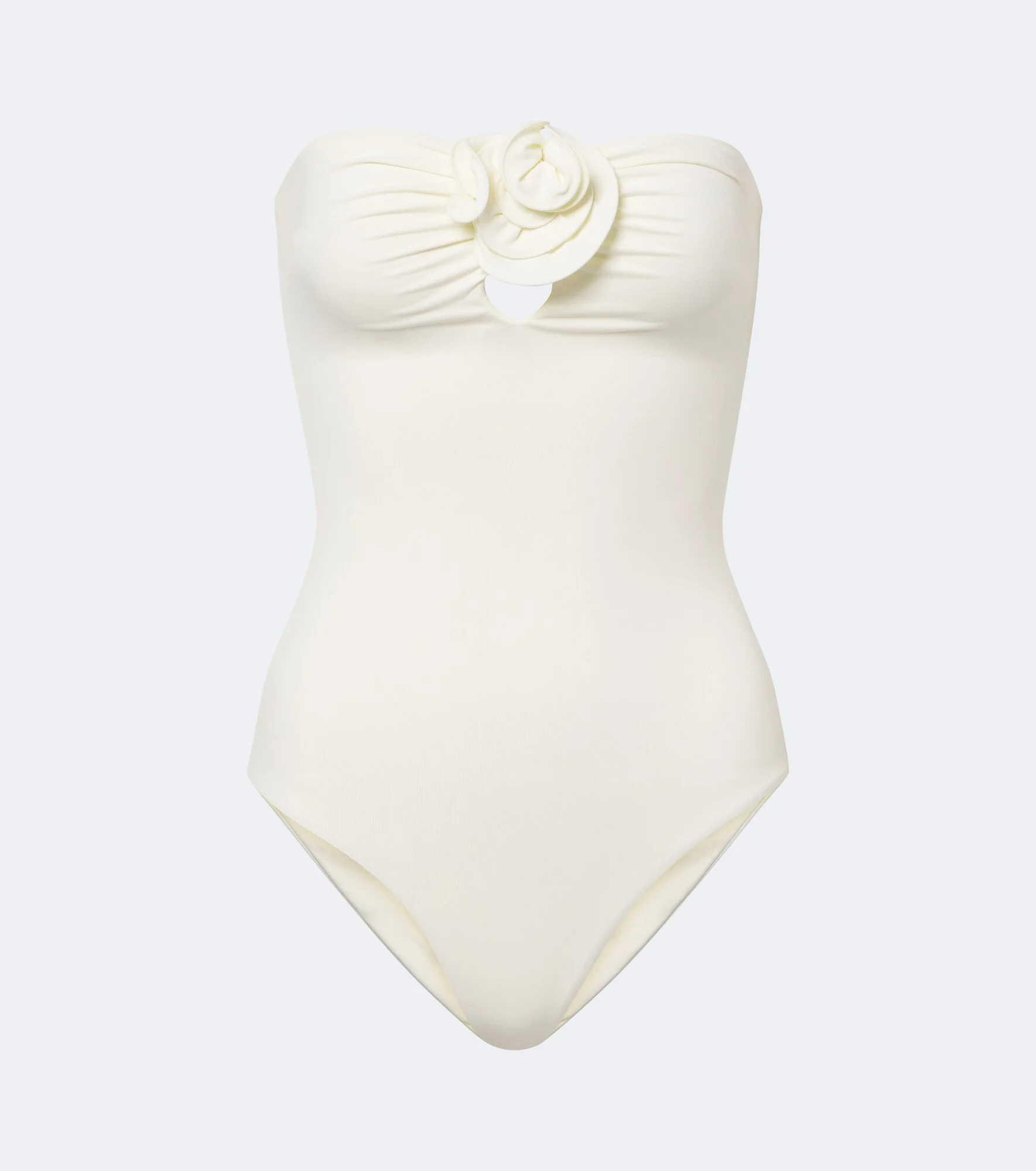 Floral-appliqué gathered swimsuit - 1