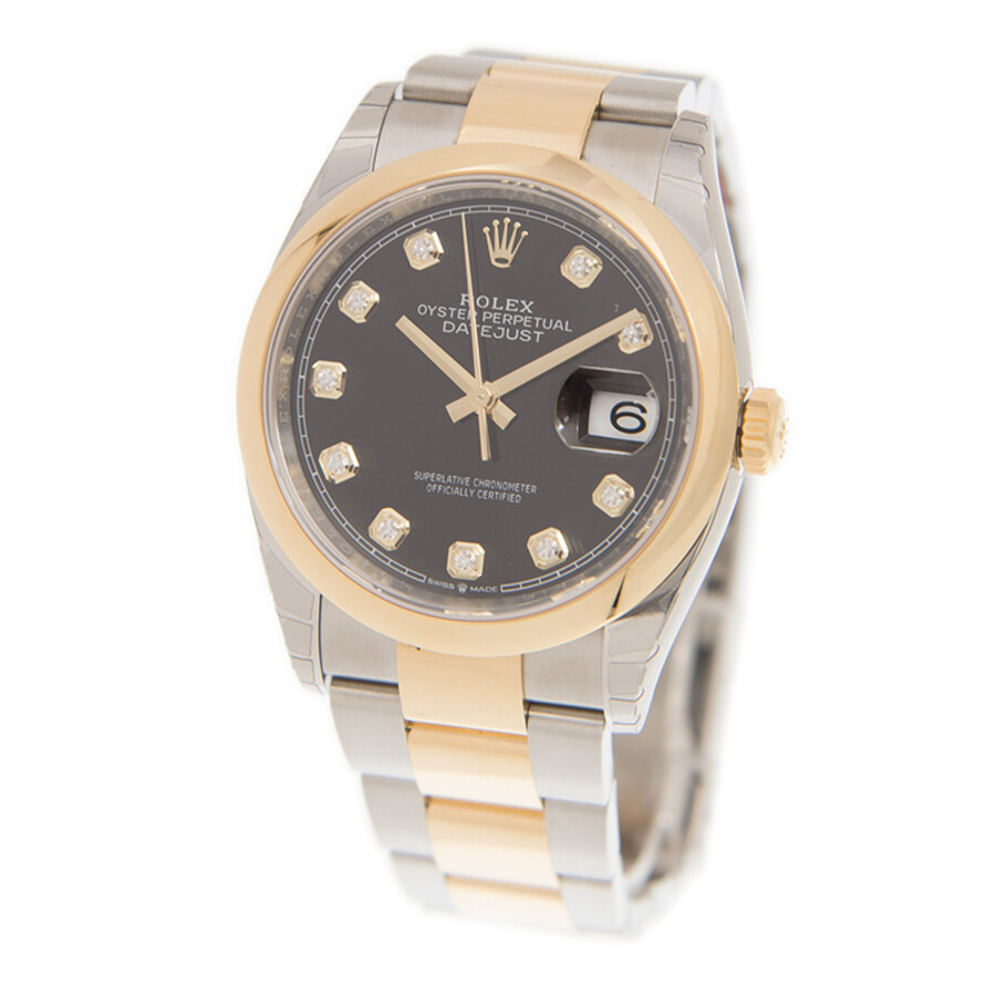 Rolex Datejust 36 Black Diamond Dial Men's Steel and 18k Yellow Gold Jubilee Watch 126203BKDO - 4