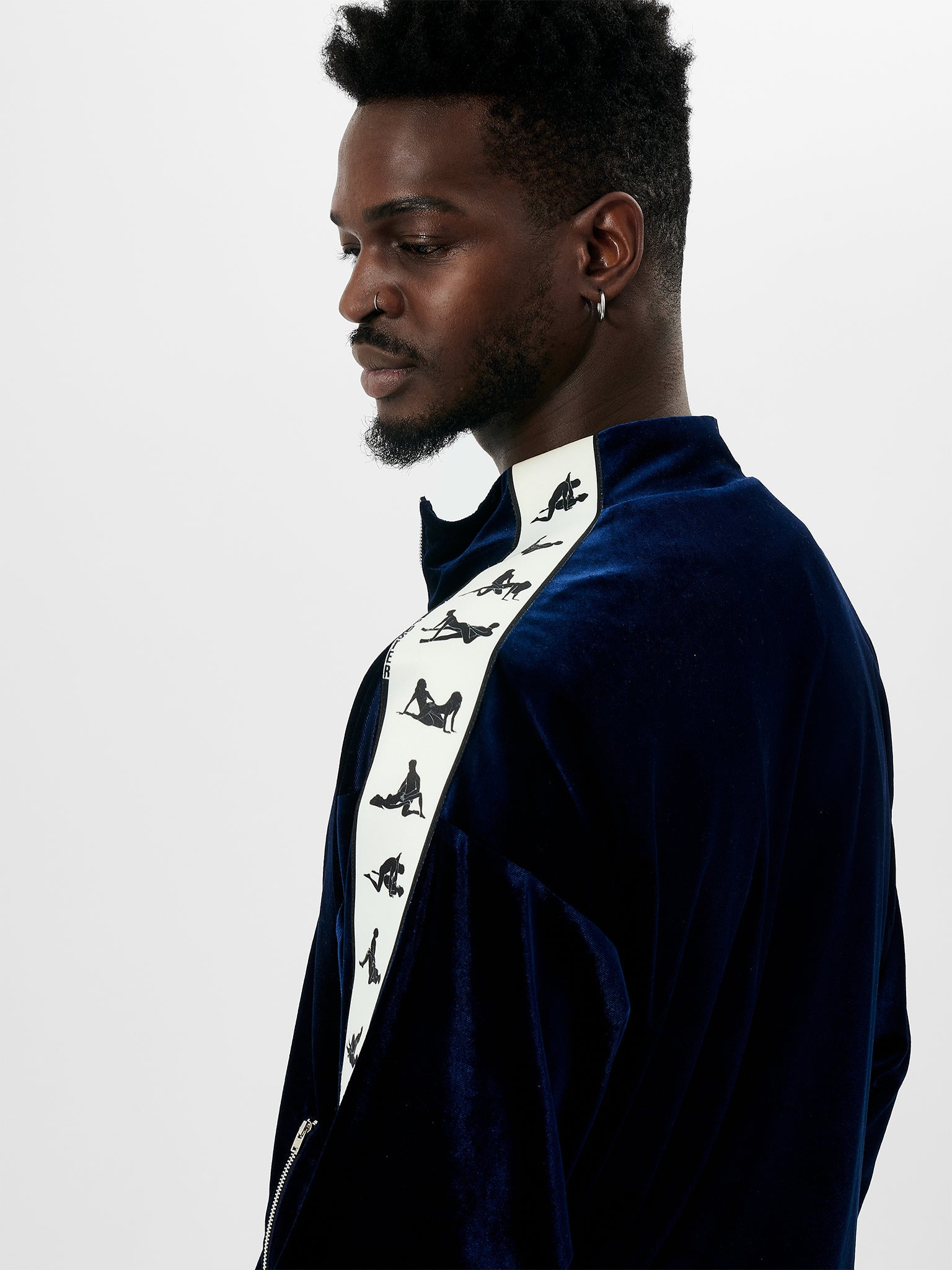 S*X TAPE TRACKSUIT JACKET VELOUR BLUE - 5