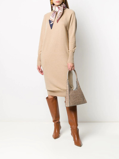 Salvatore Ferragamo panelled cashmere midi dress outlook