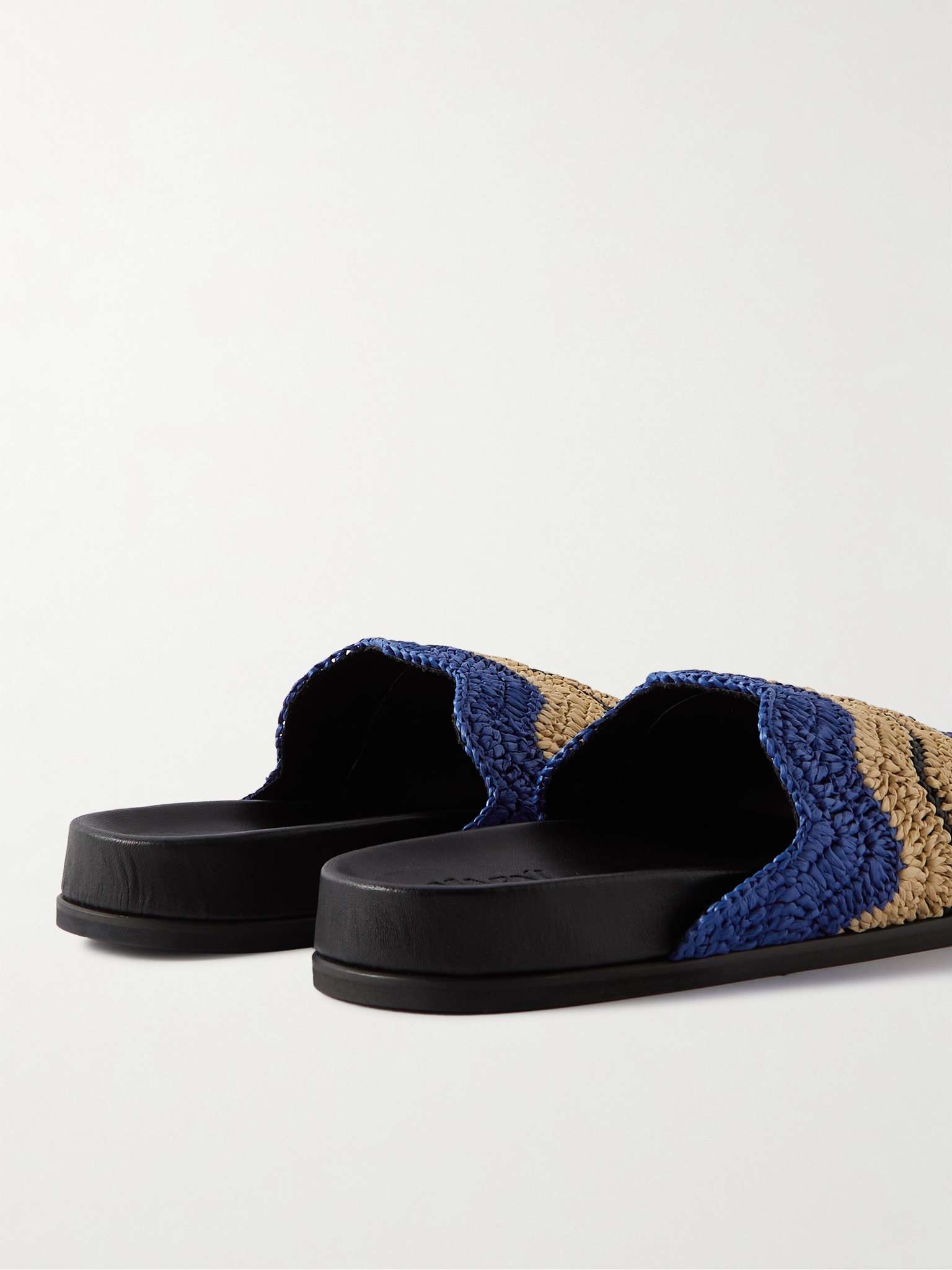 + No Vacancy Inn Striped Woven Raffia and Leather Slides - 5