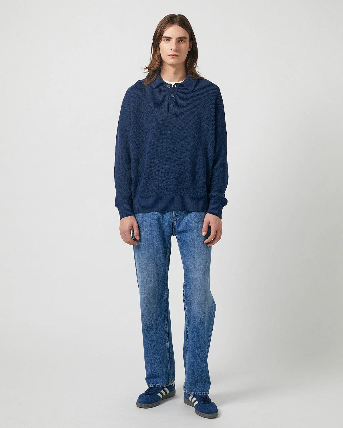 LS SLOUCHY POLO - NAVY - 1