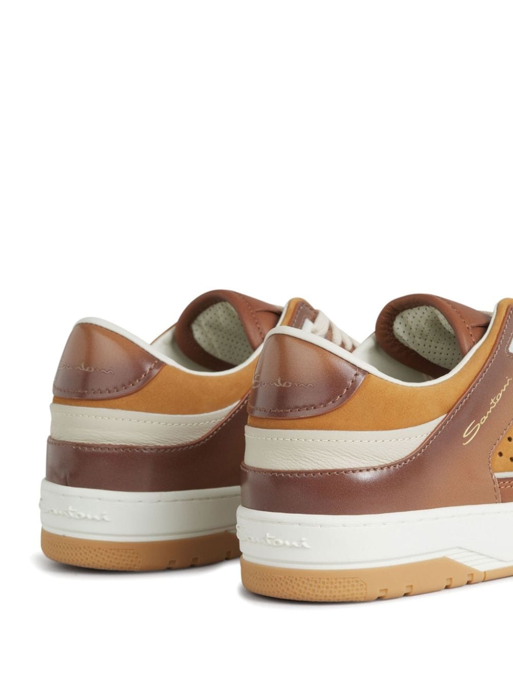 panelled leather sneakers - 4