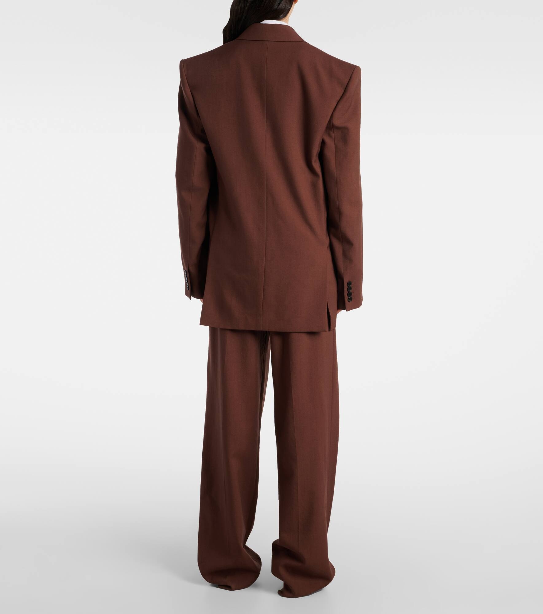Double-breasted wool gabardine blazer - 3