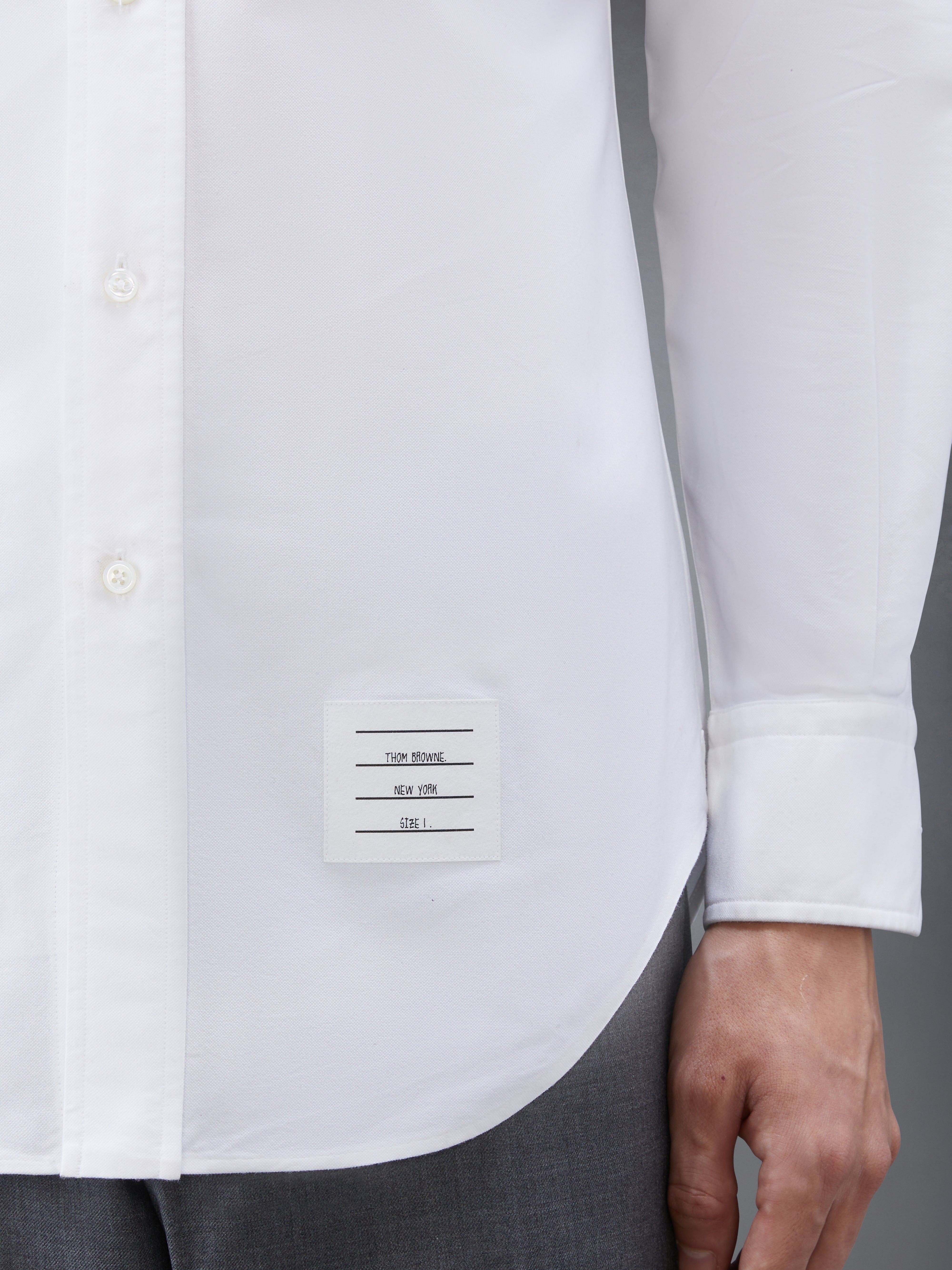 WHITE OXFORD STRIPED GROSGRAIN ARMBAND CLASSIC SHIRT - 6