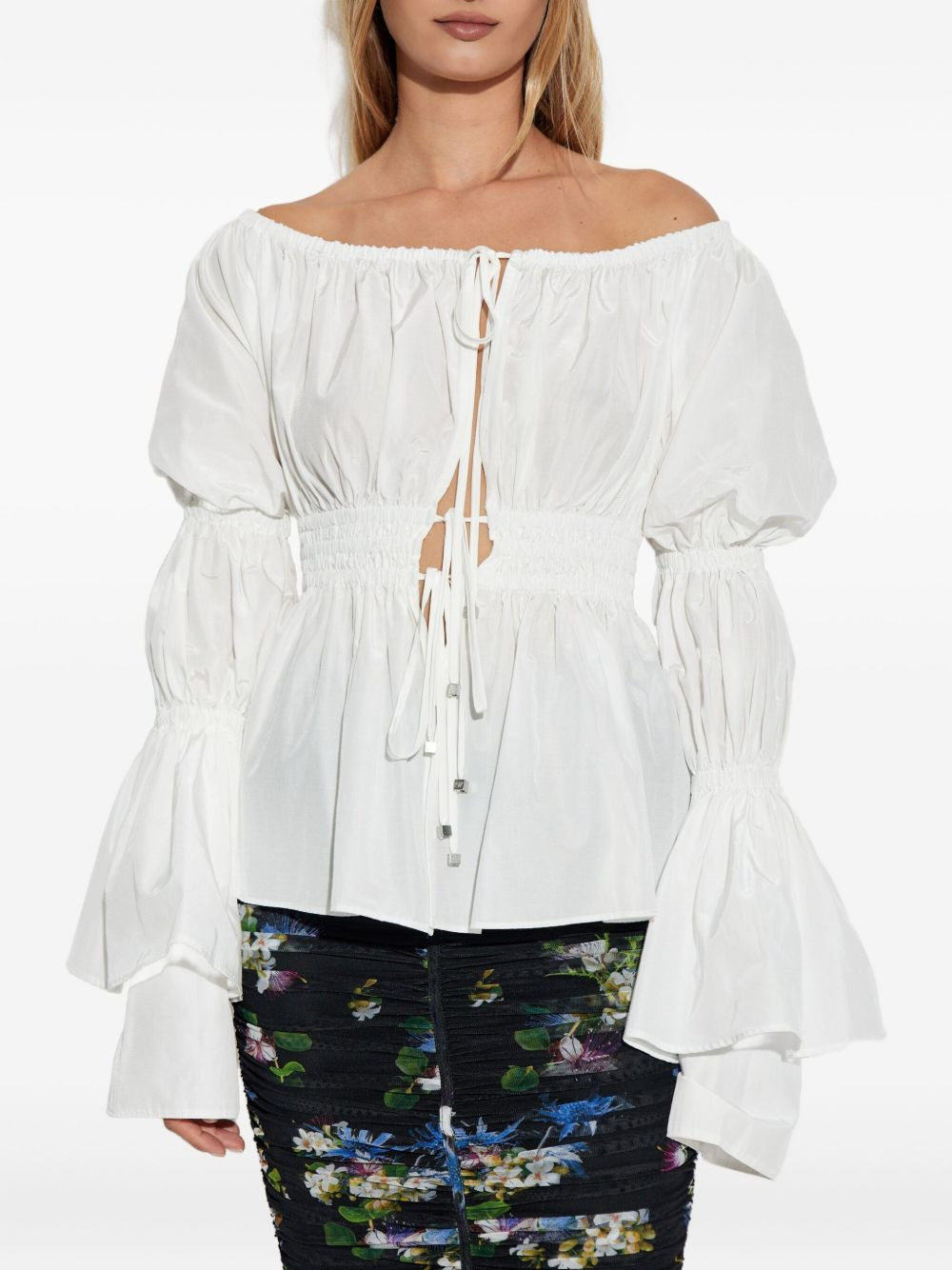 off-shoulder puff-sleeve top - 3