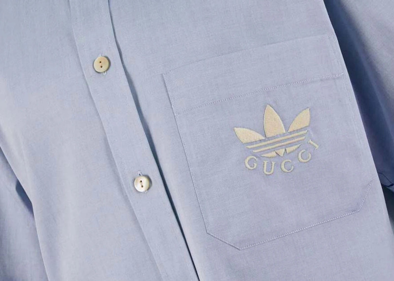 GUCCI Gucci x adidas Oxford Cotton Shirt (FW22) Light Blue outlook