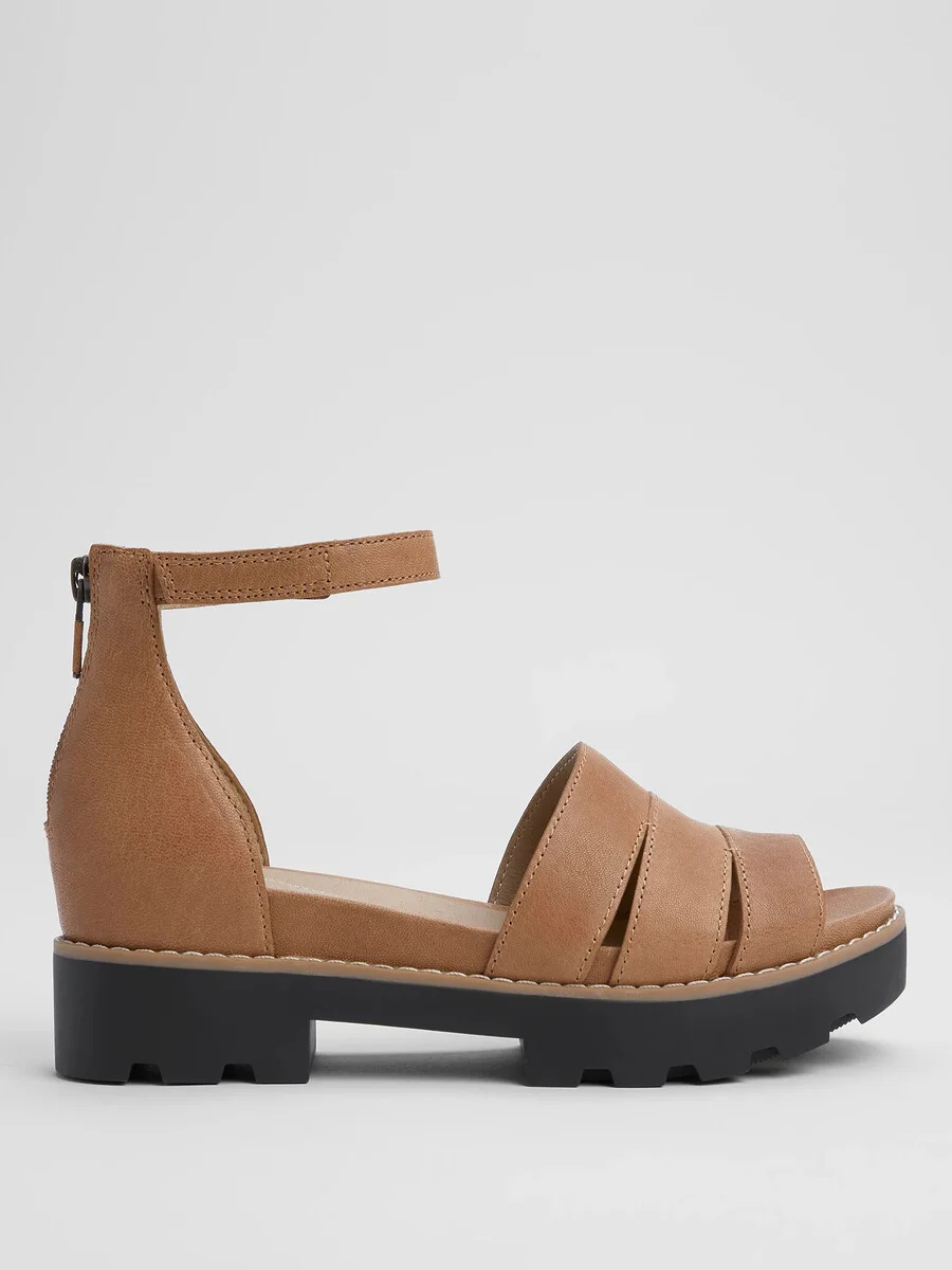 Heir Tumbled Leather Wedge Sandal - 1