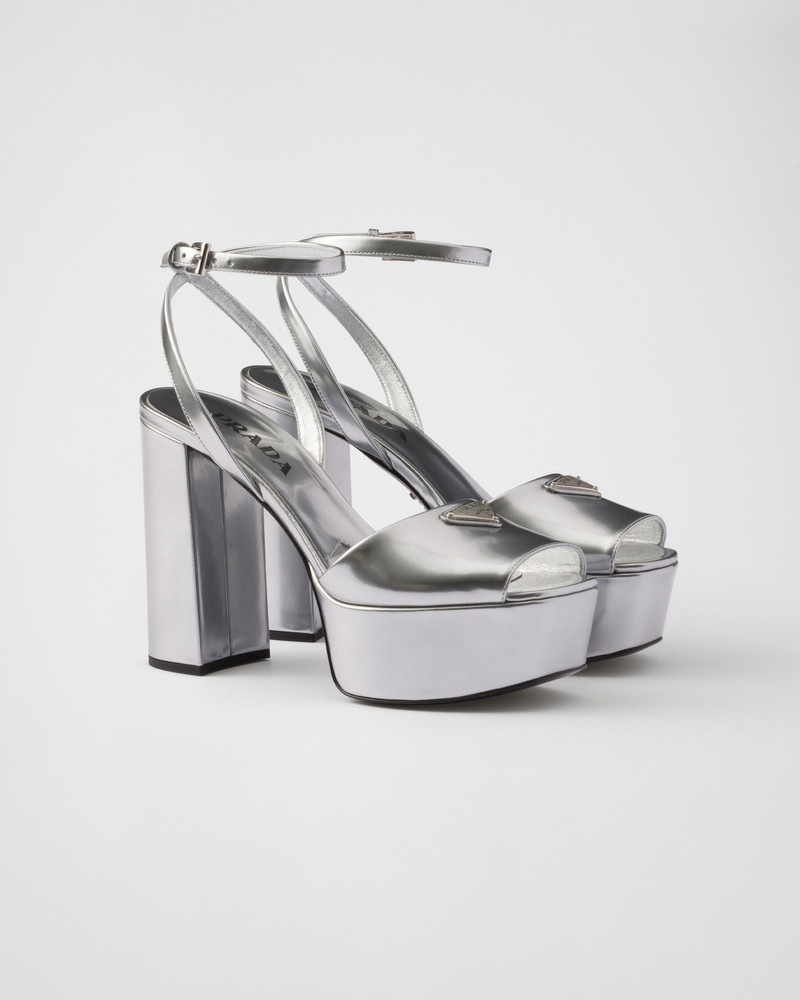 Metallic leather platform sandals 1