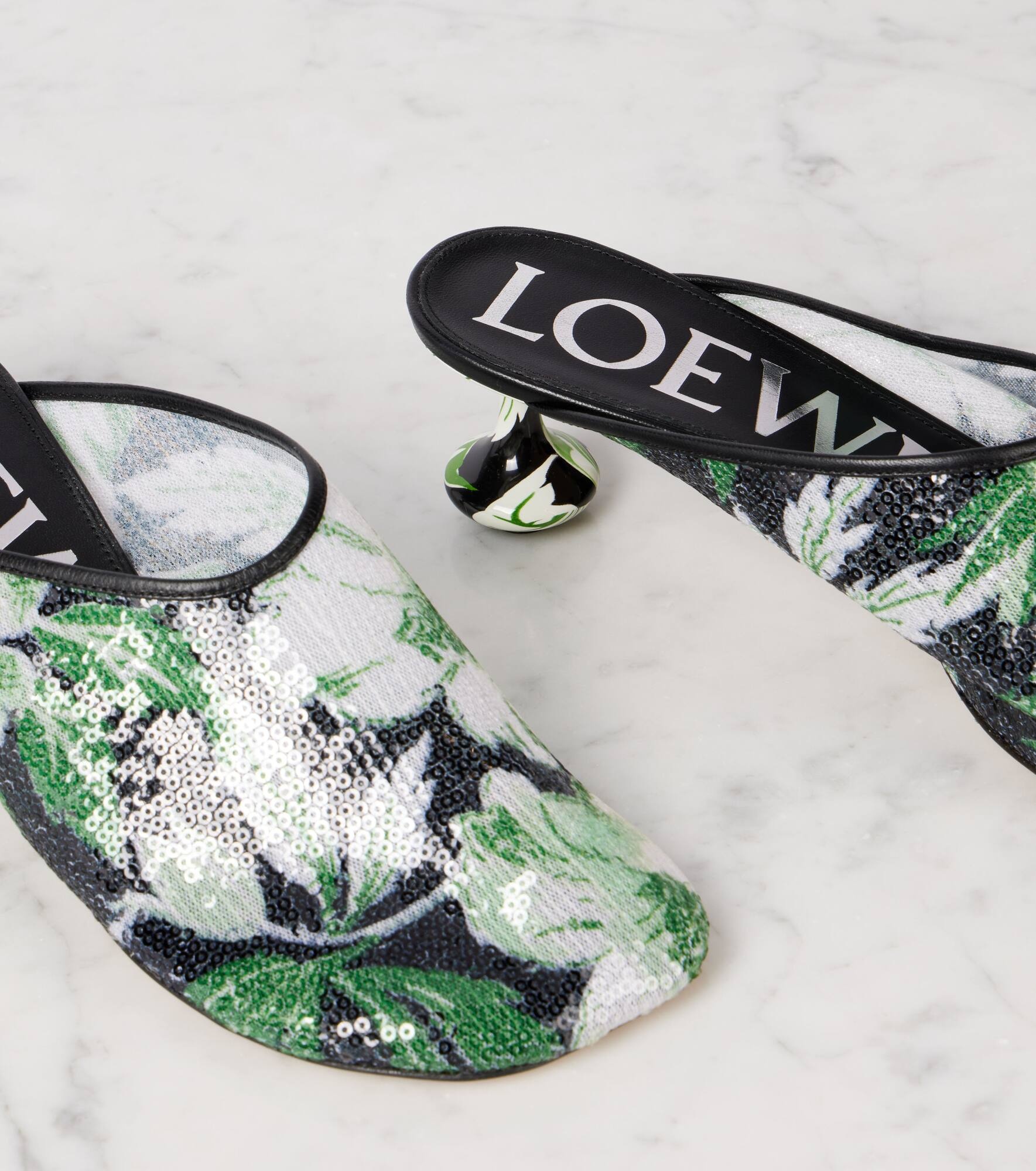 Toy 45 floral sequined mesh mules - 5