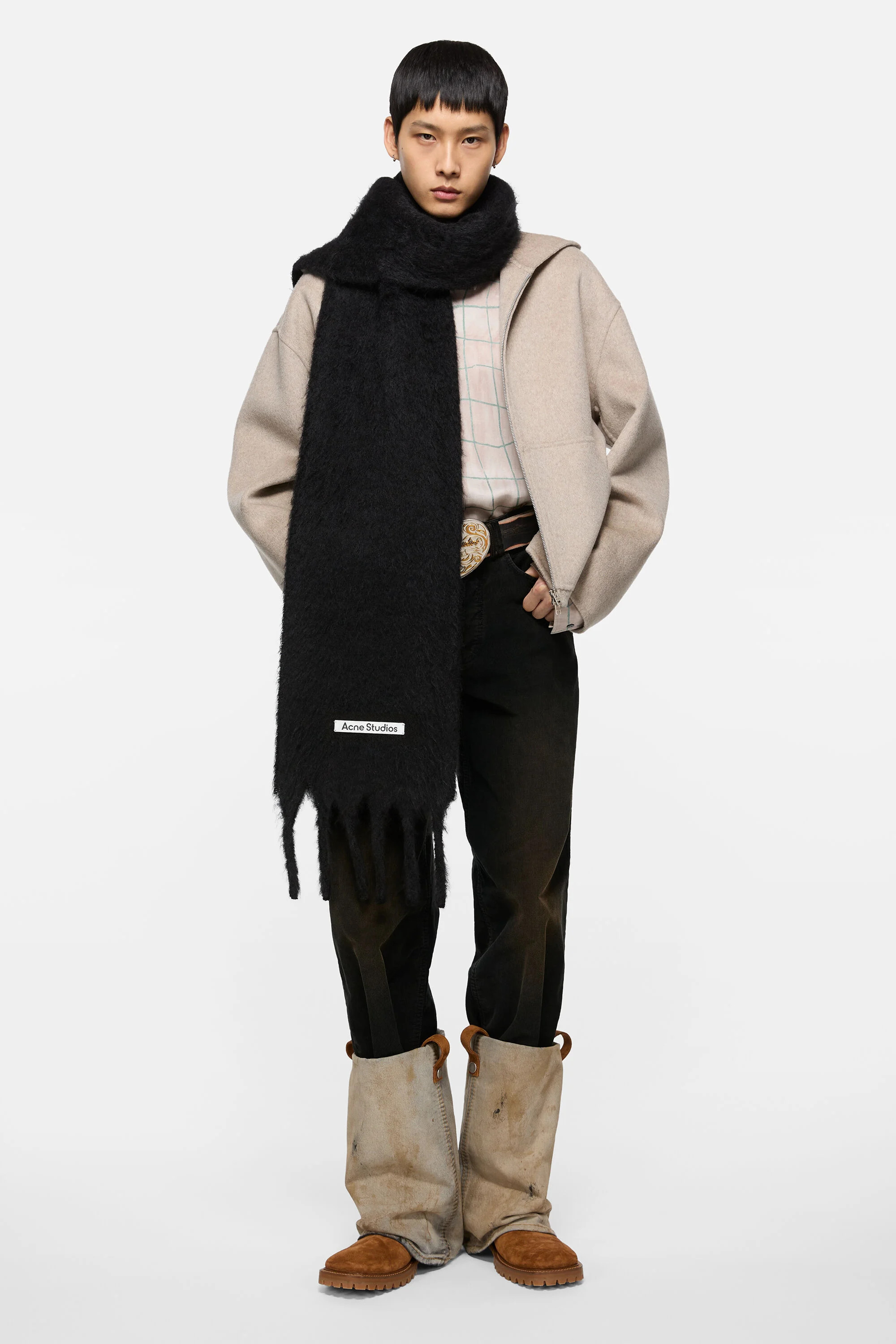 Mohair logo scarf - Black - 2