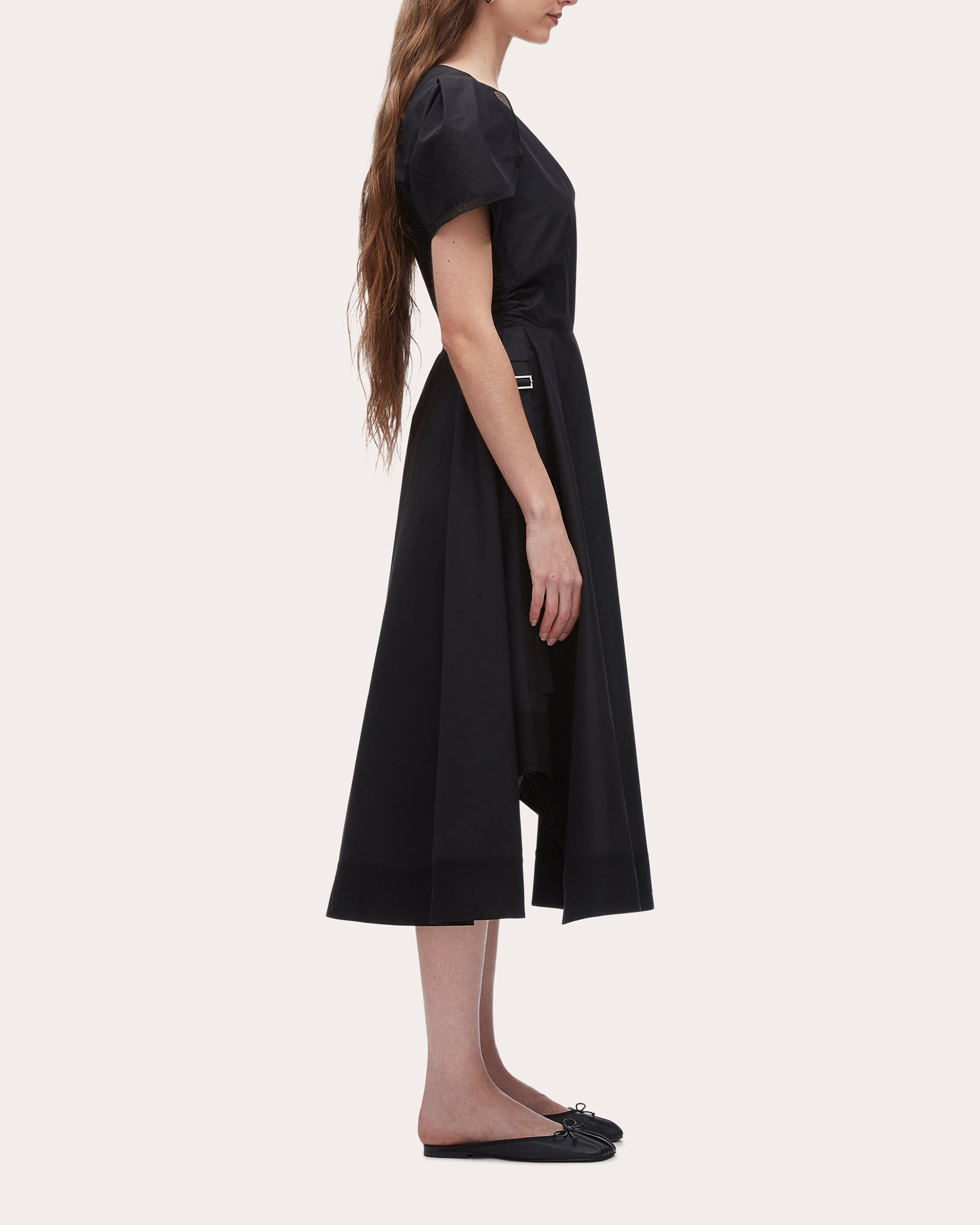 Techno Poplin V-Neck Midi Dress - 3