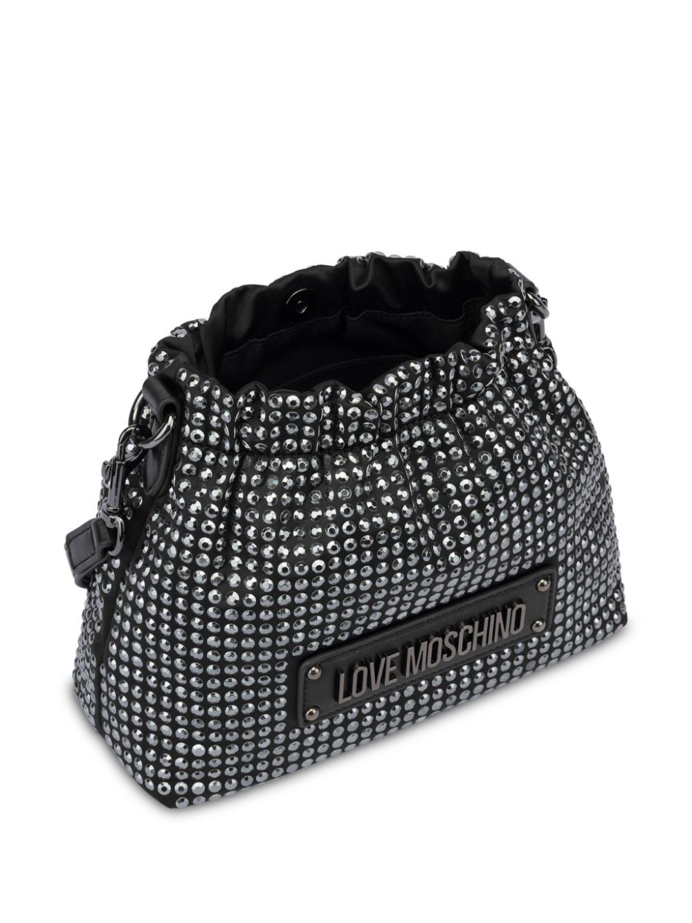 logo-plaque studded cross body bag - 3