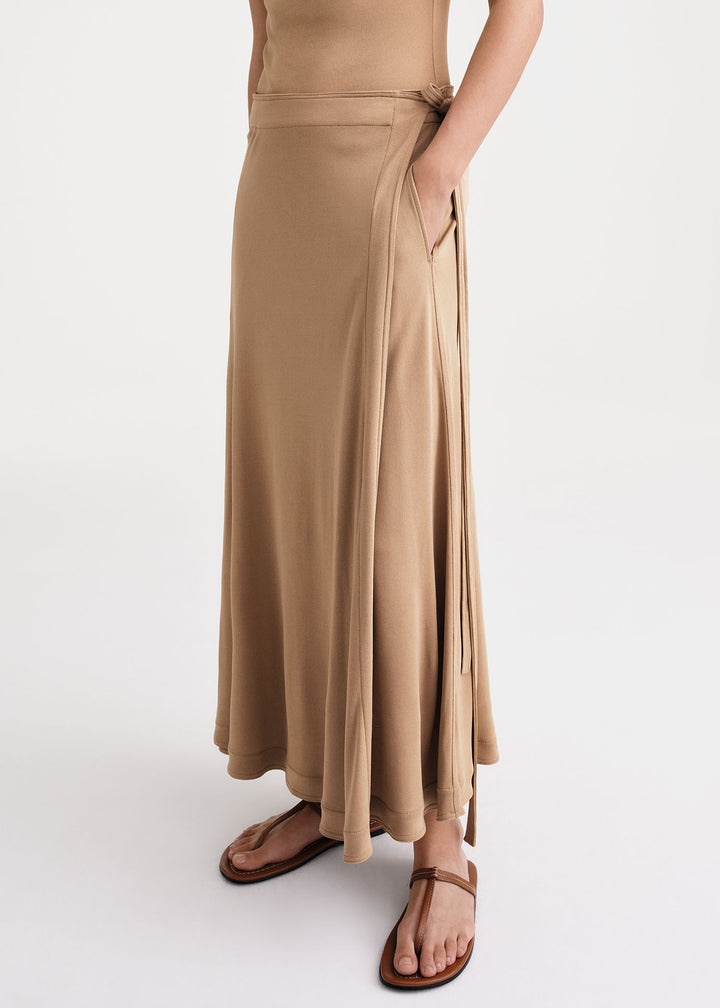 Tie-waist wrap skirt nutmeg - 5