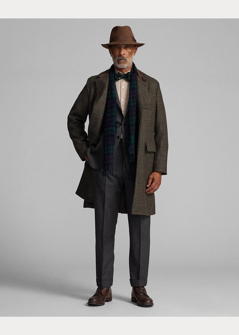 RRL by Ralph Lauren Velvet-Collar Plaid Shetland Wool Coat outlook