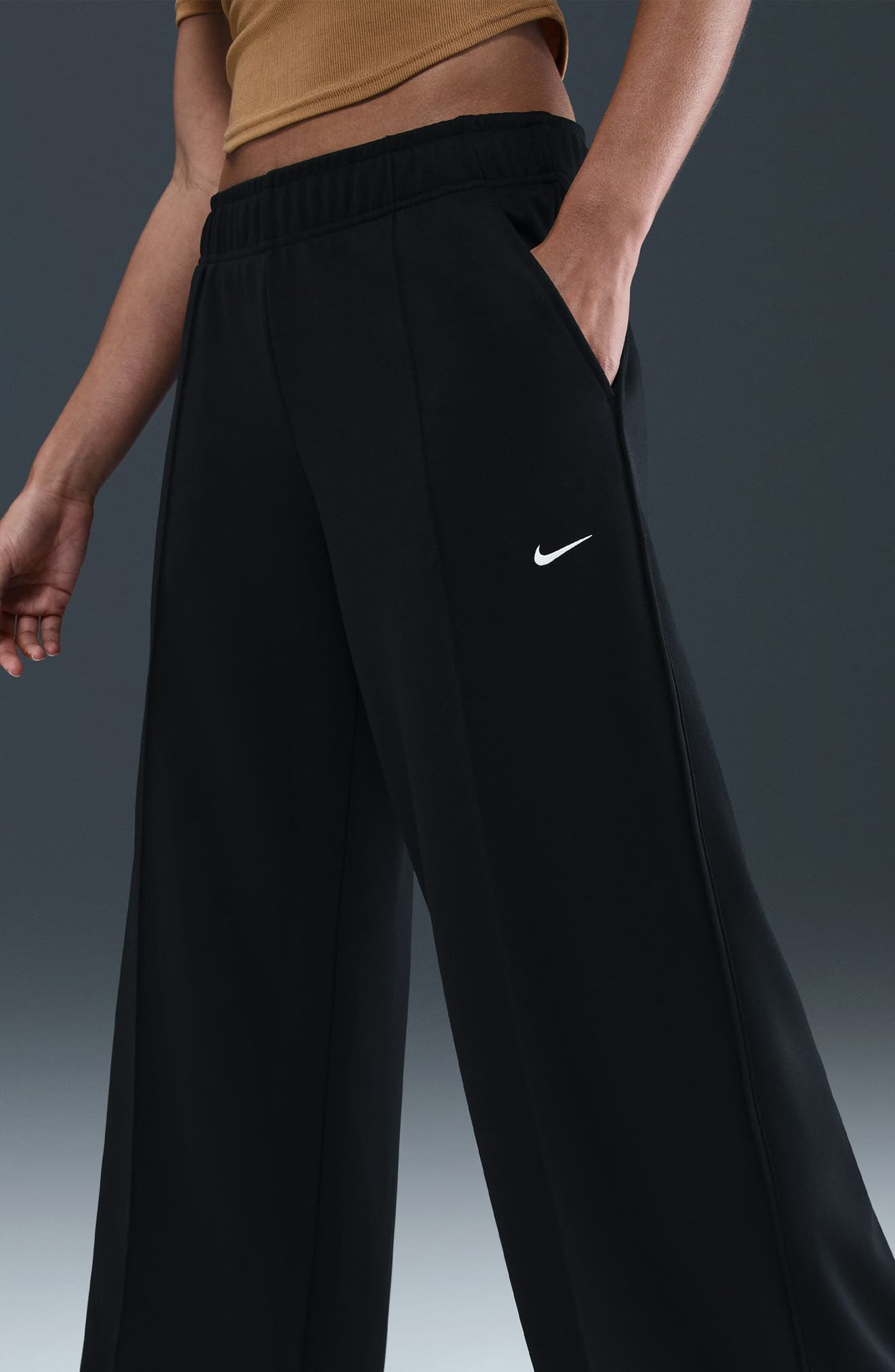 Nike Sportswear Wide Leg Track Pants in 010 Black/sail at Nordstrom - 9
