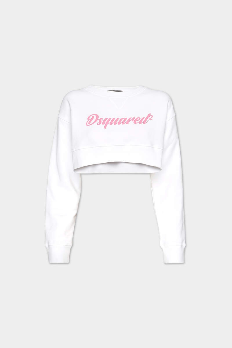 PINK PRINTED  LETTERING CROPPED COOL FIT HOODIE SWEATSHIRT - 1