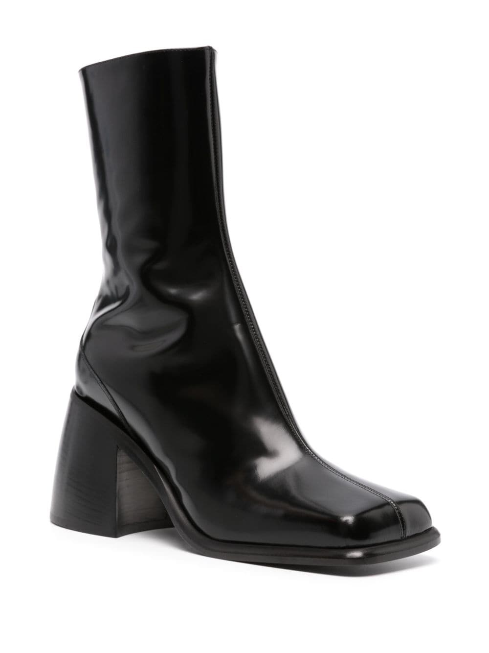 80mm square-toe leather boots - 2