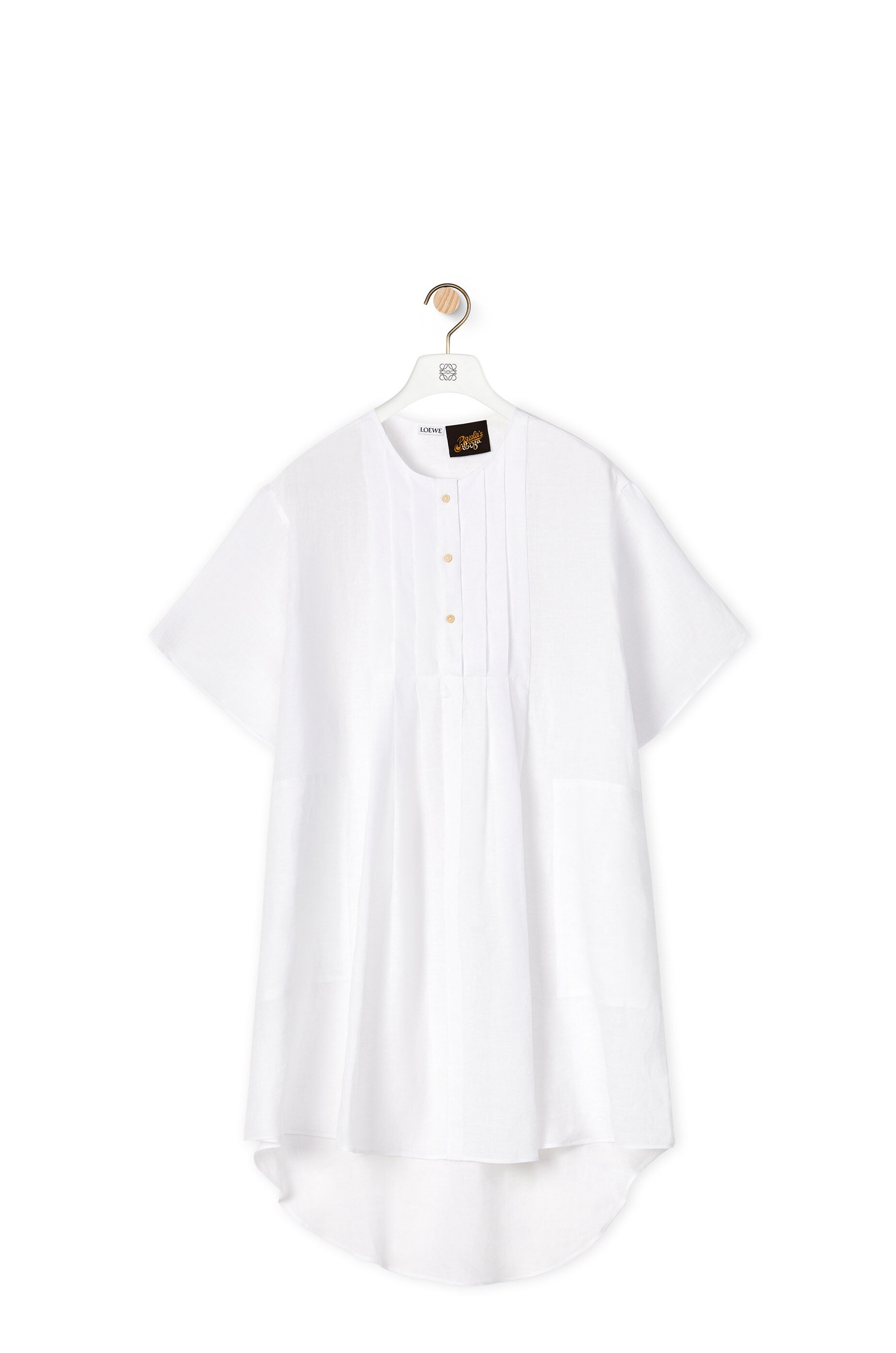 Pleated shirt dress in linen - 1