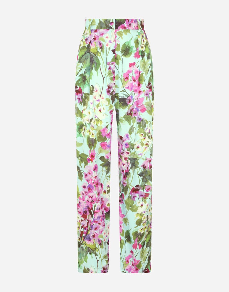 Bluebell-print charmeuse pants - 3