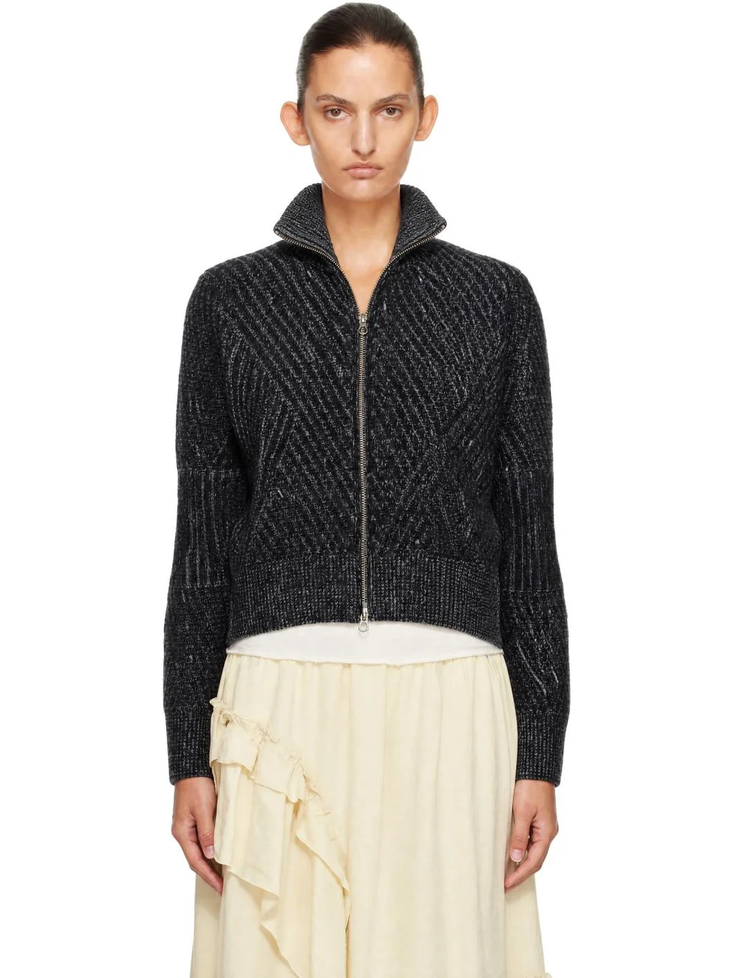 Black & Gray Nova Zip Cardigan - 1