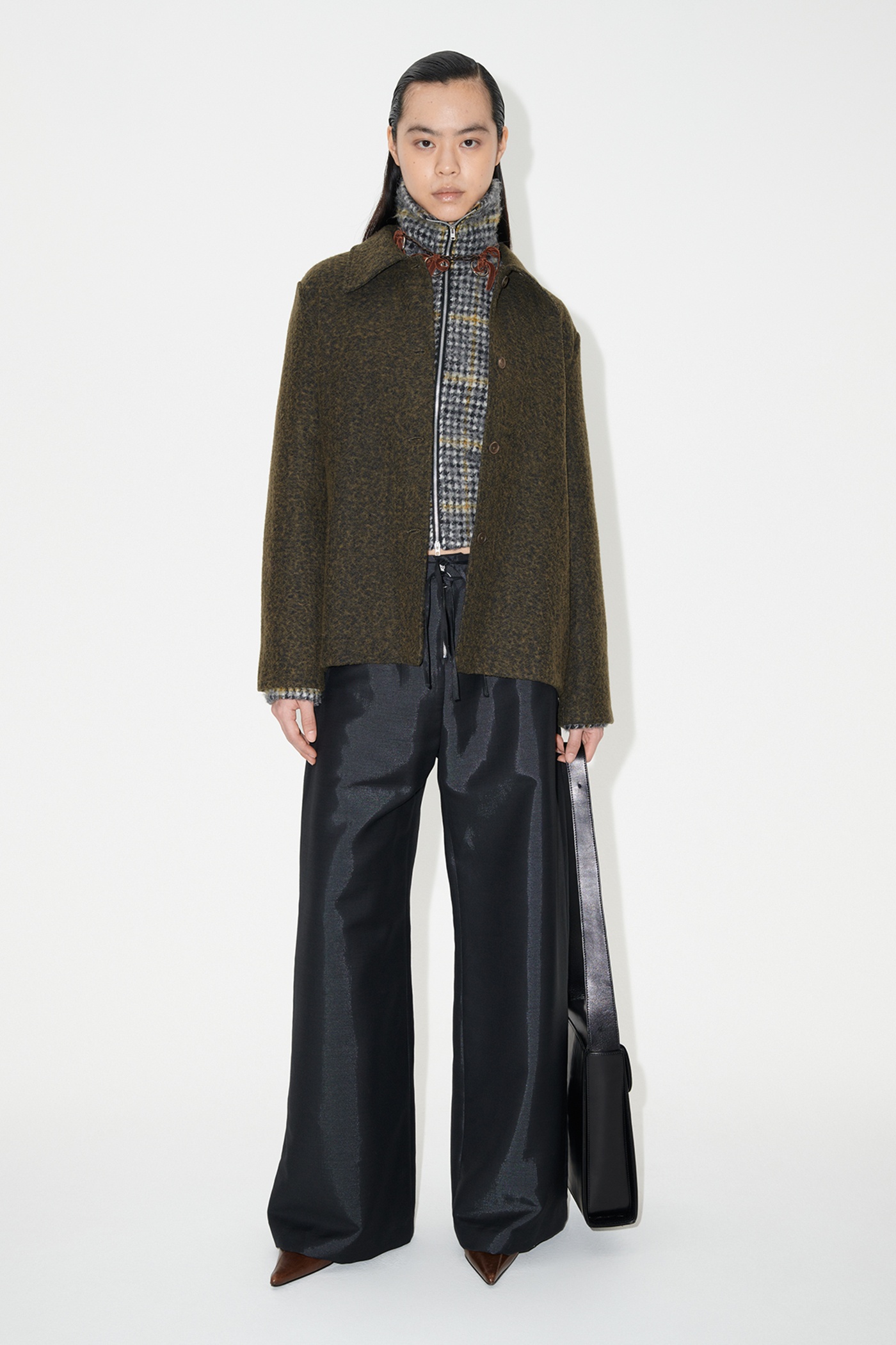 Sanctuary Shirt Black/Moss Fuzz Wool - 2