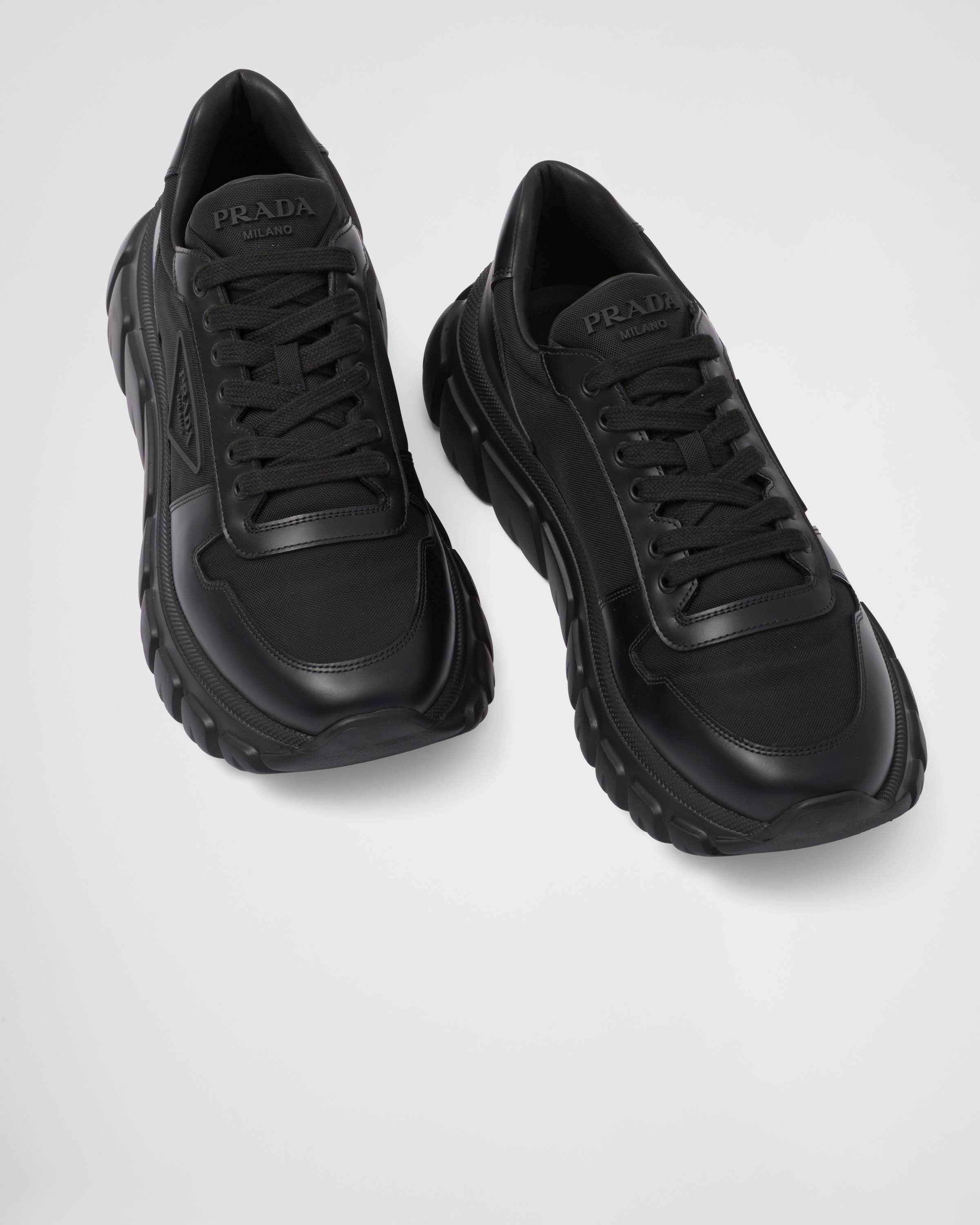 Re-Nylon and brushed leather sneakers - 4