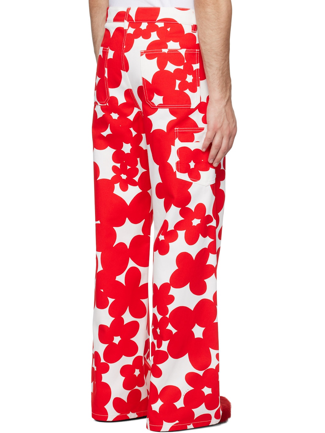 Red & White Dillies Print Cargo Pants - 3