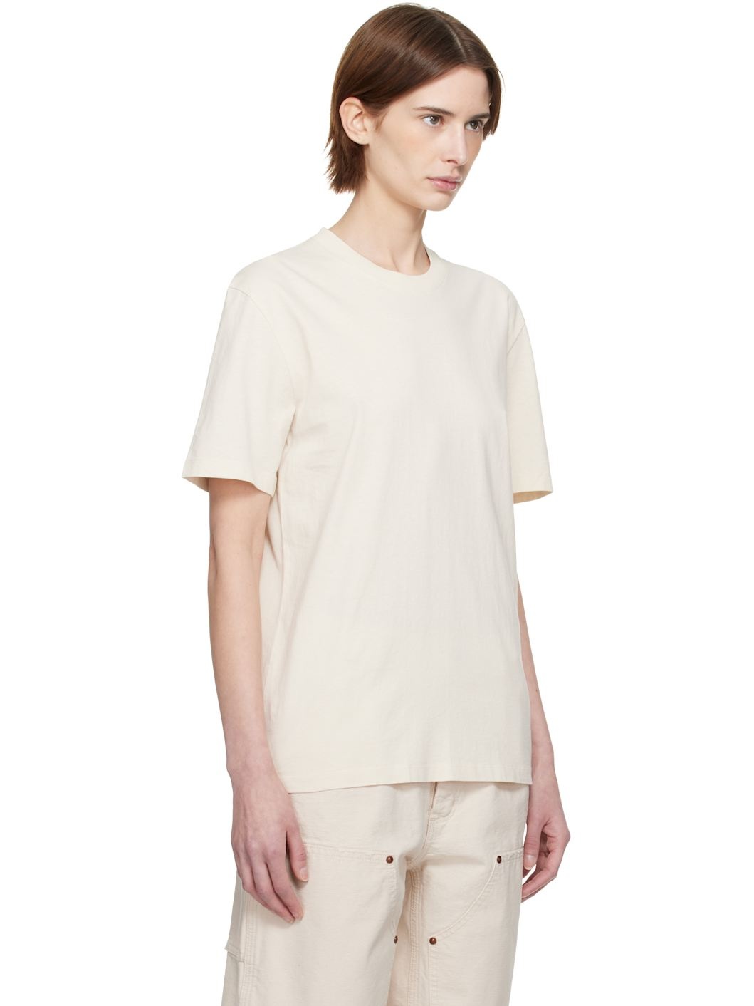 Three-Pack Beige Cotton T-shirts - 2