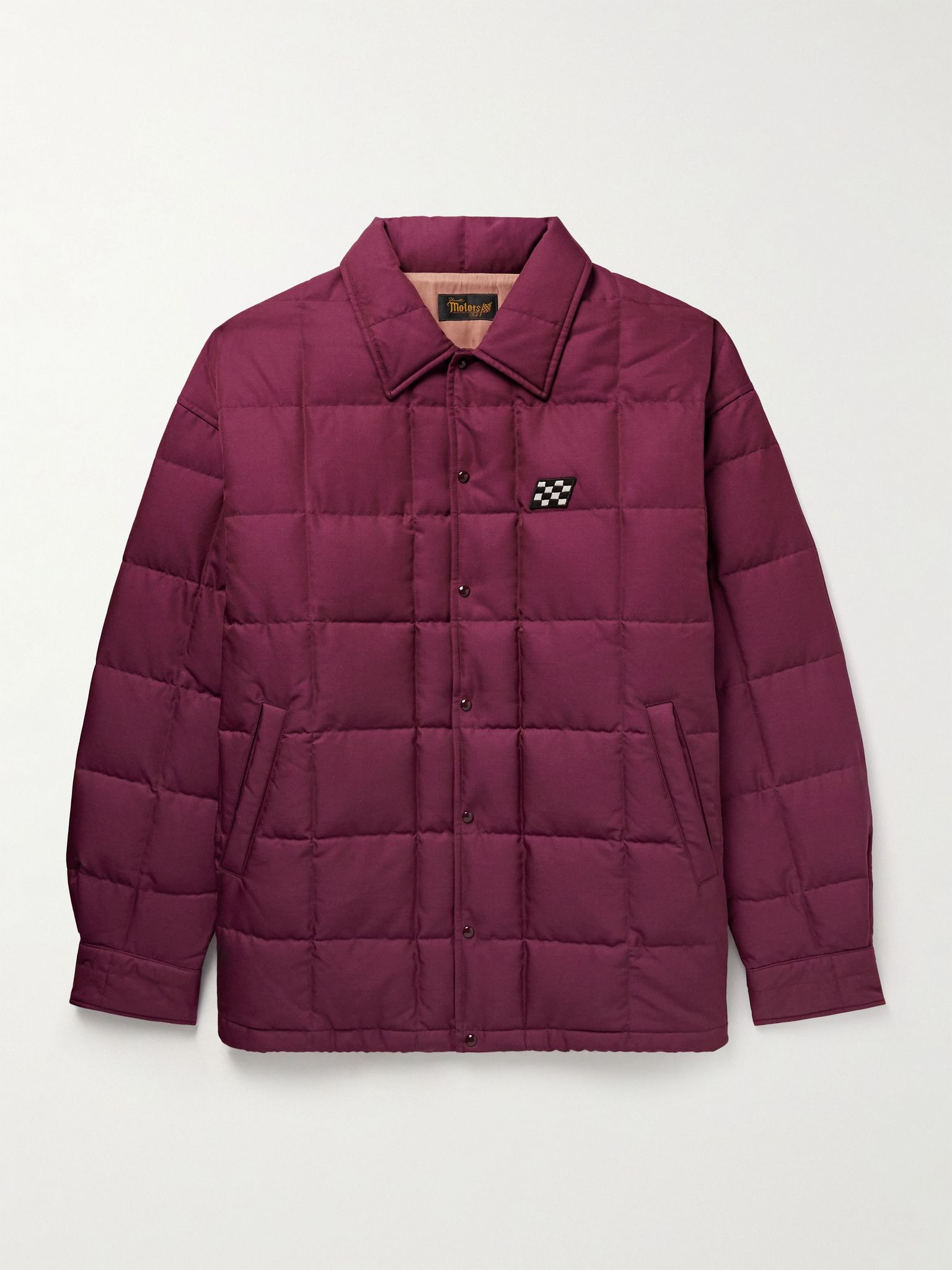 Coach Appliquéd Quilted Wool and Silk-Blend Twill Down Jacket Burgundy - 1