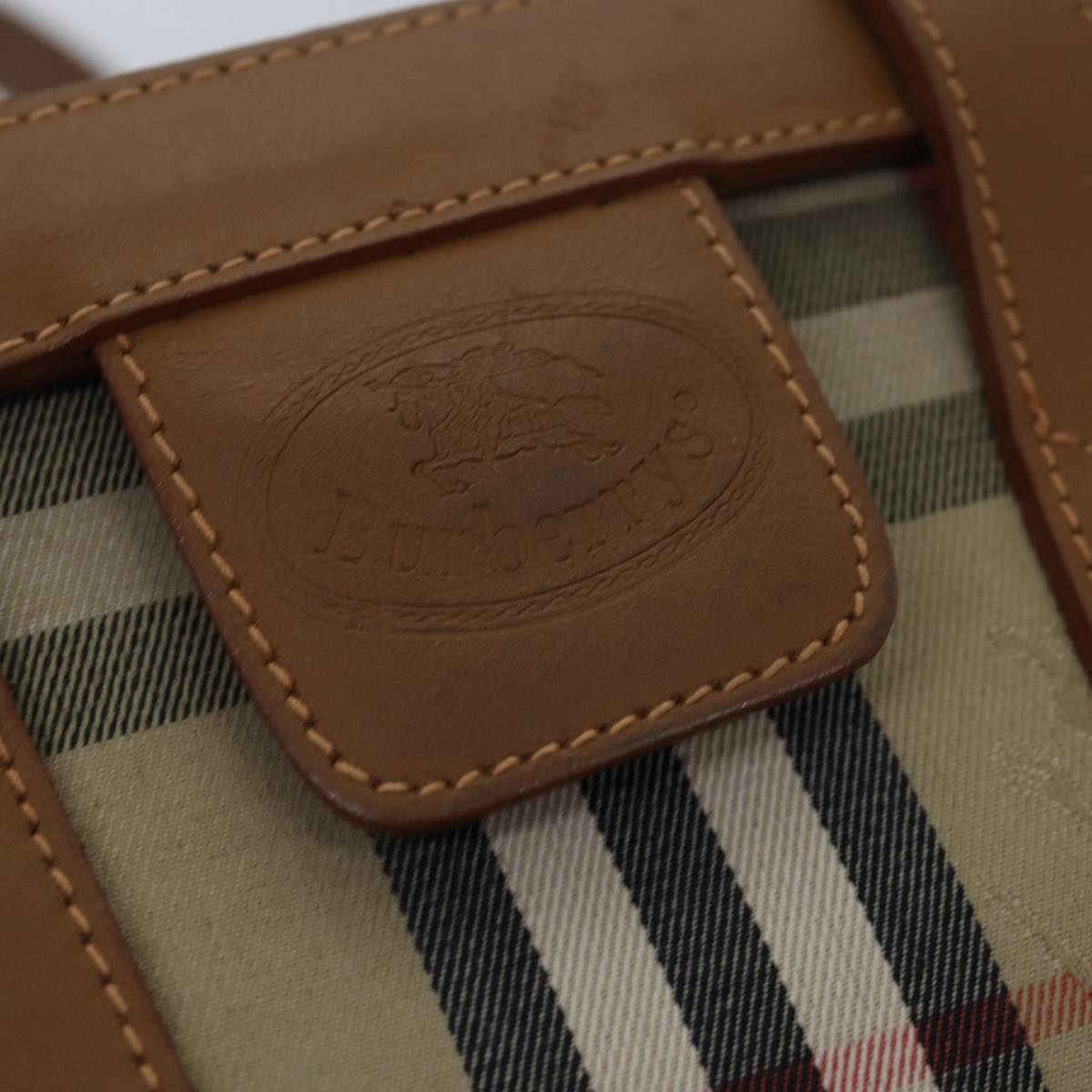 Burberry Nova Check Hand Bag Canvas Beige - 9
