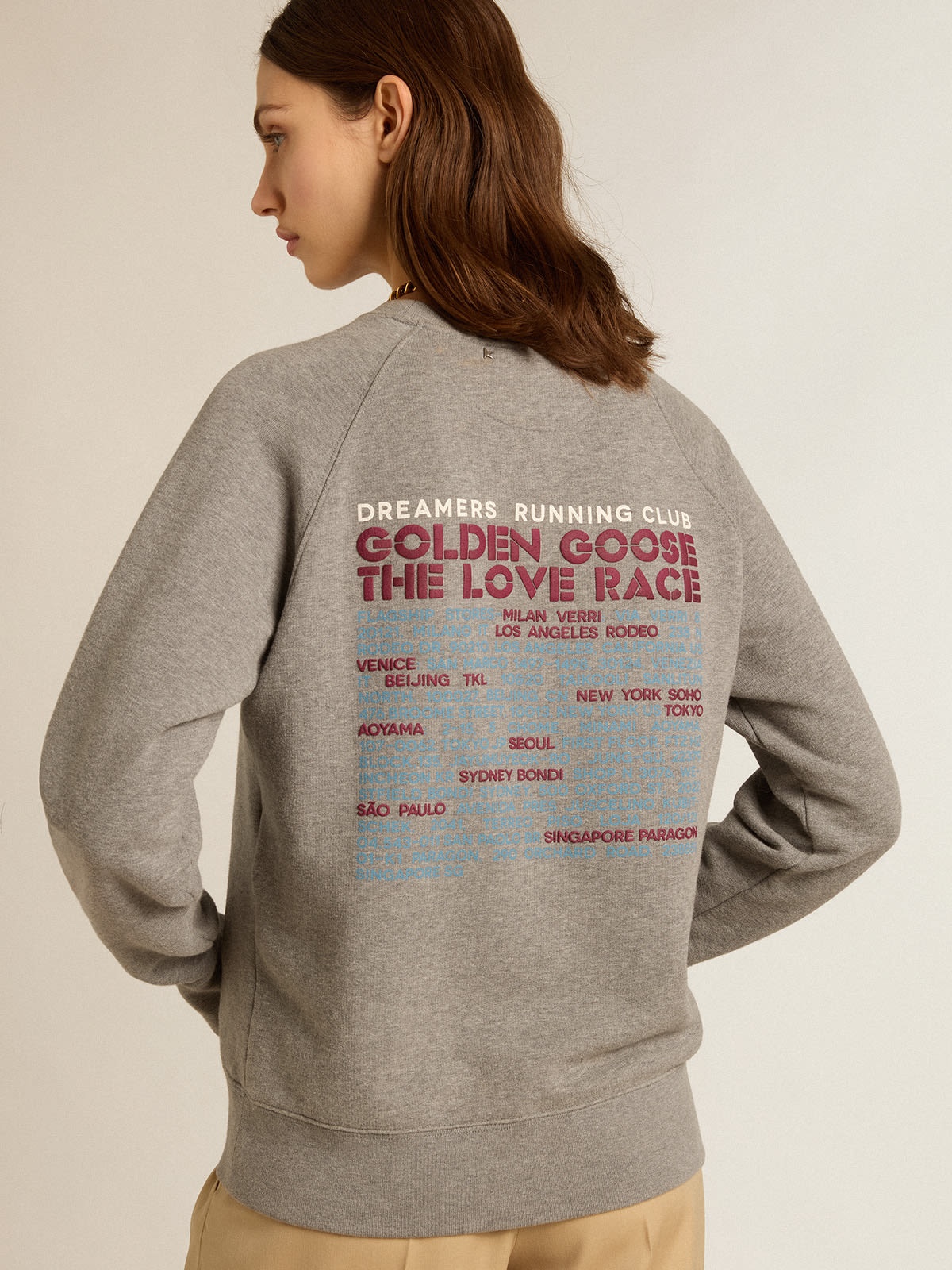 Gray melange cotton sweatshirt with manifesto on the back - 3