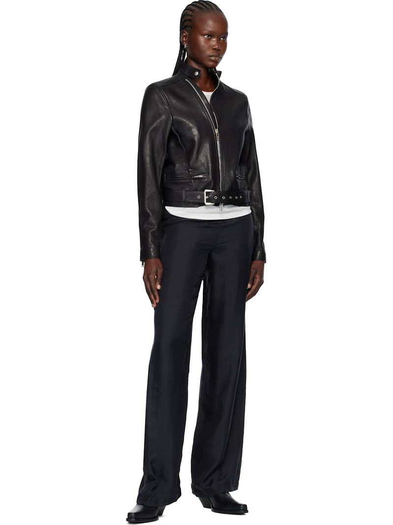 Ann Demeulemeester Black Ikra Fitted Leather Biker Jacket outlook