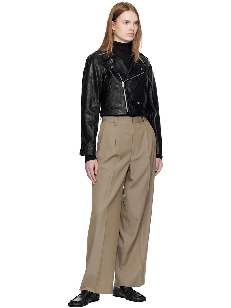 AURALEE Black Cropped Riders Lamb Leather Jacket outlook