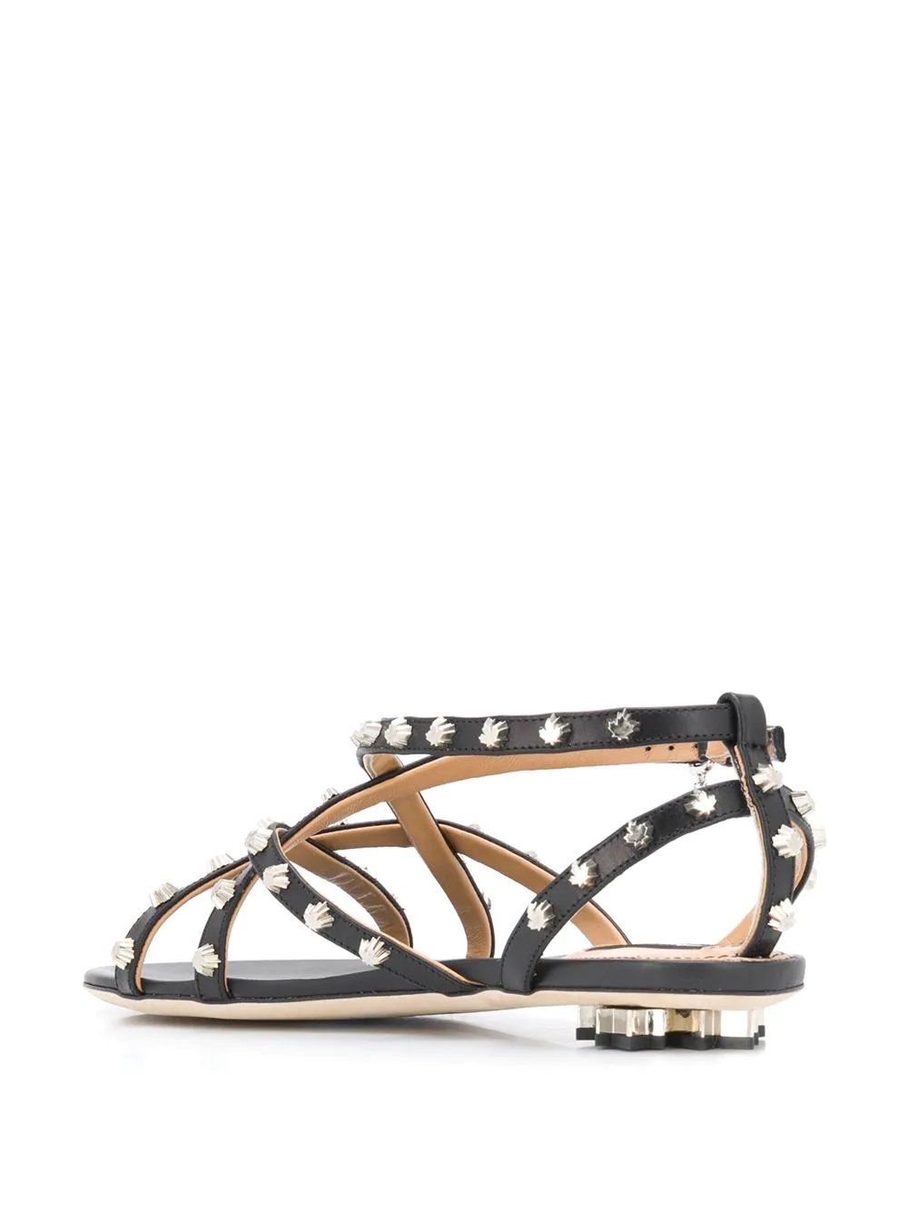 maple leaf studded flat sandals - 3