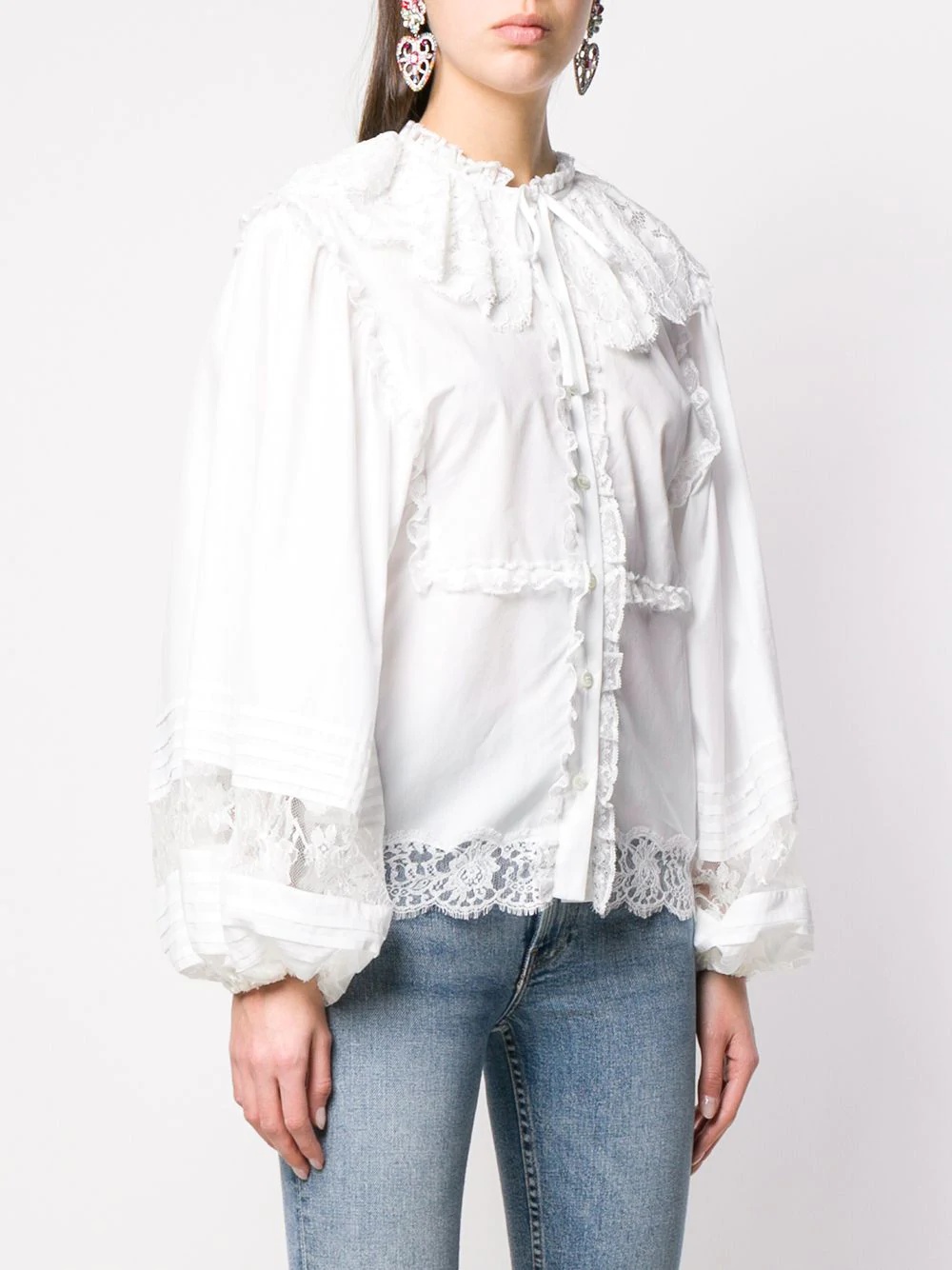 long-sleeved lace blouse - 3