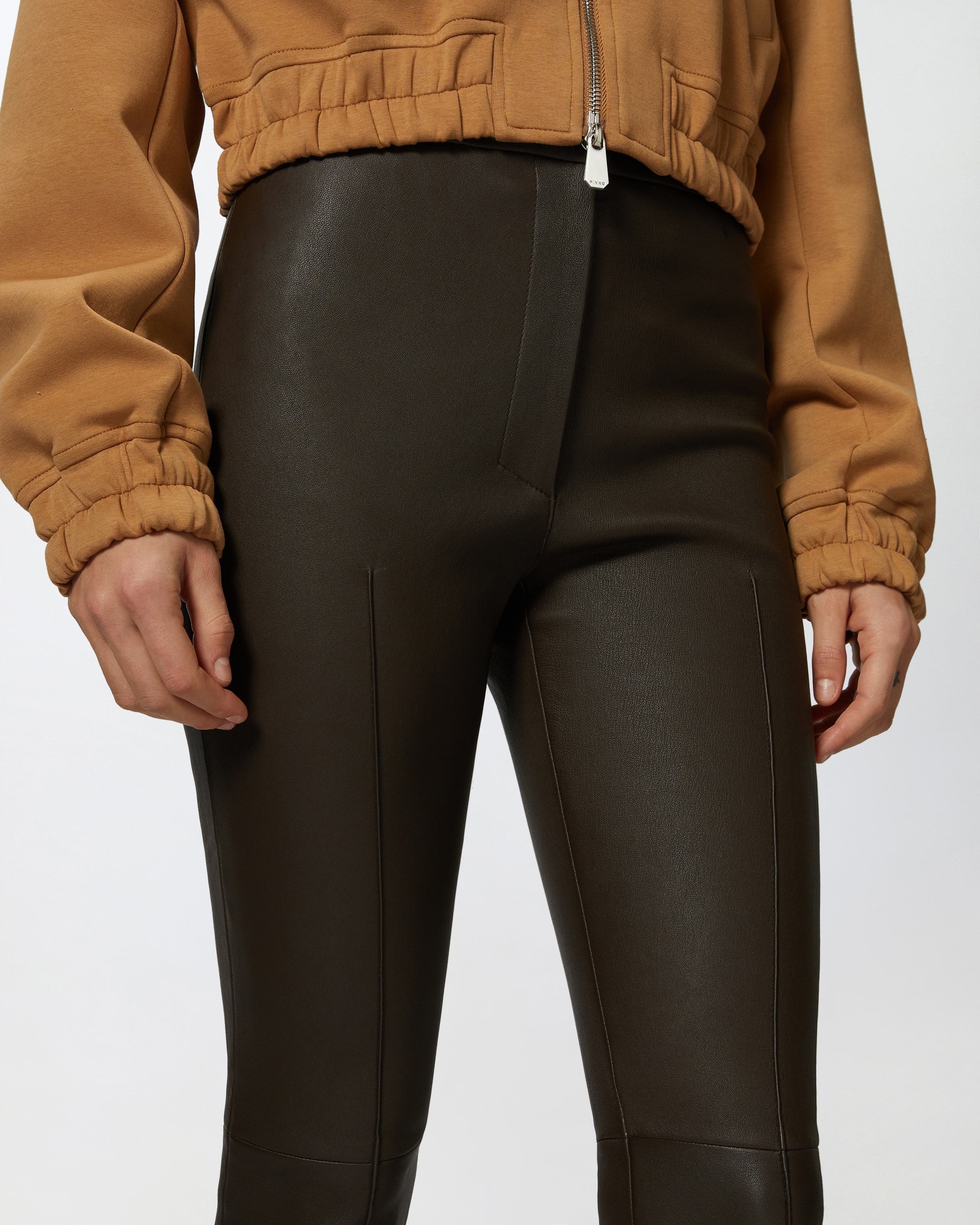 FITTED NAPPA LEATHER TROUSERS WITH ZIP AT THE BOTTOM - 5