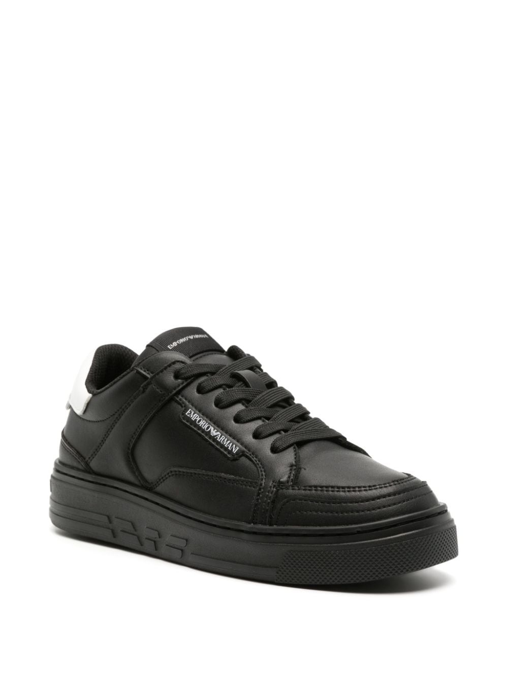 logo-print leather sneakers - 2