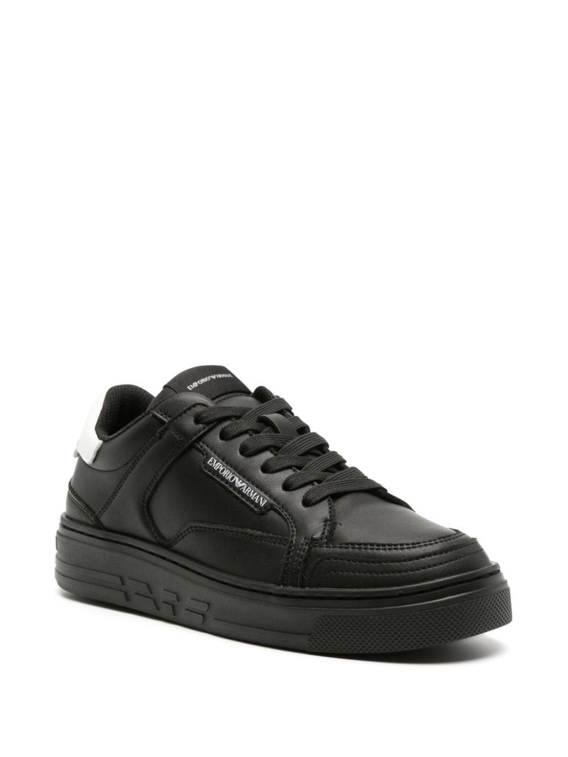 EMPORIO ARMANI logo-print leather sneakers outlook