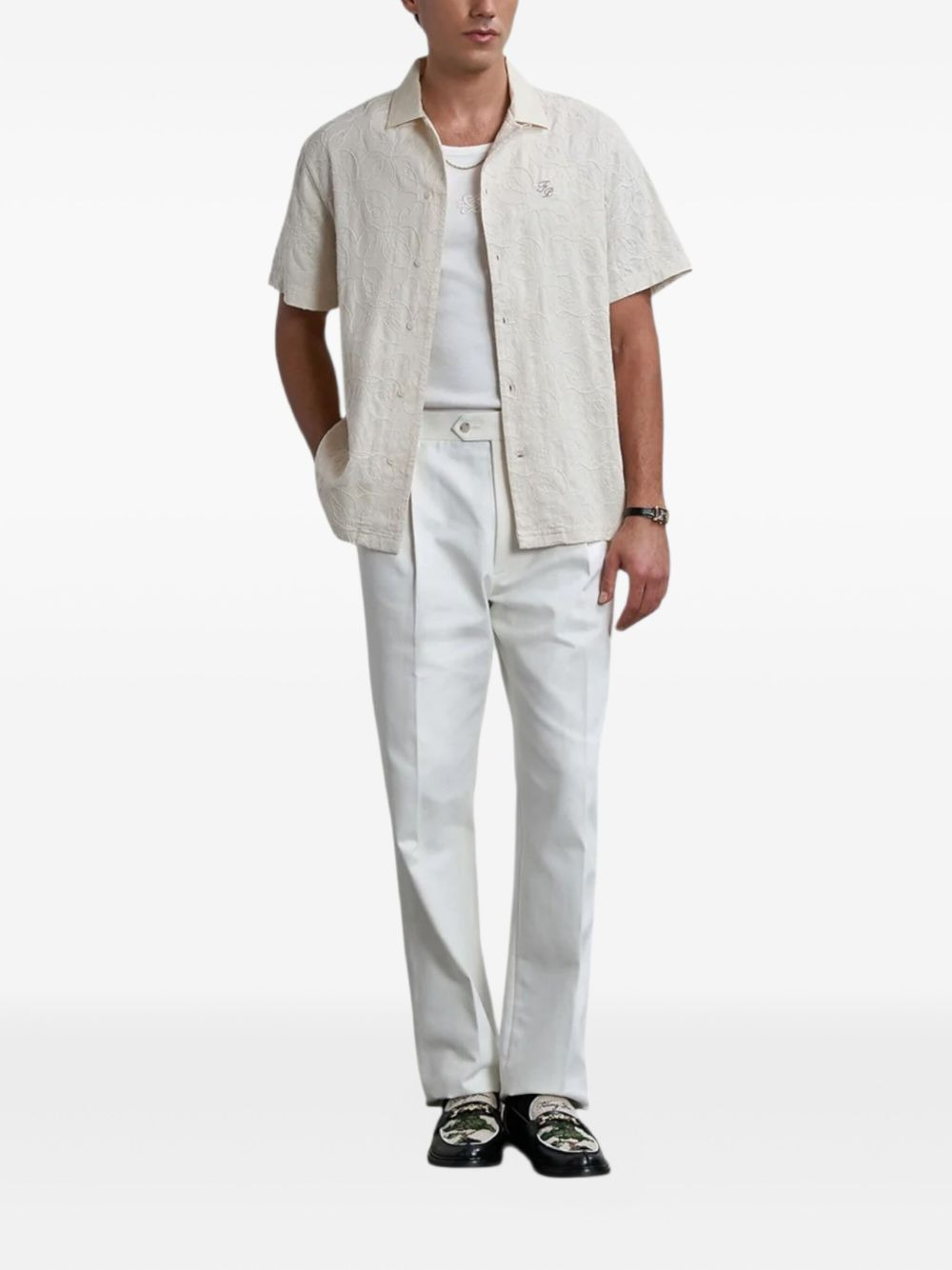 floral-embroidered resort shirt - 2