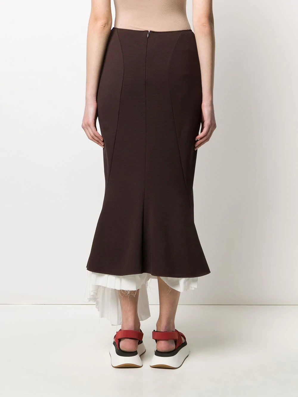 pleated-hem fishtail skirt - 4