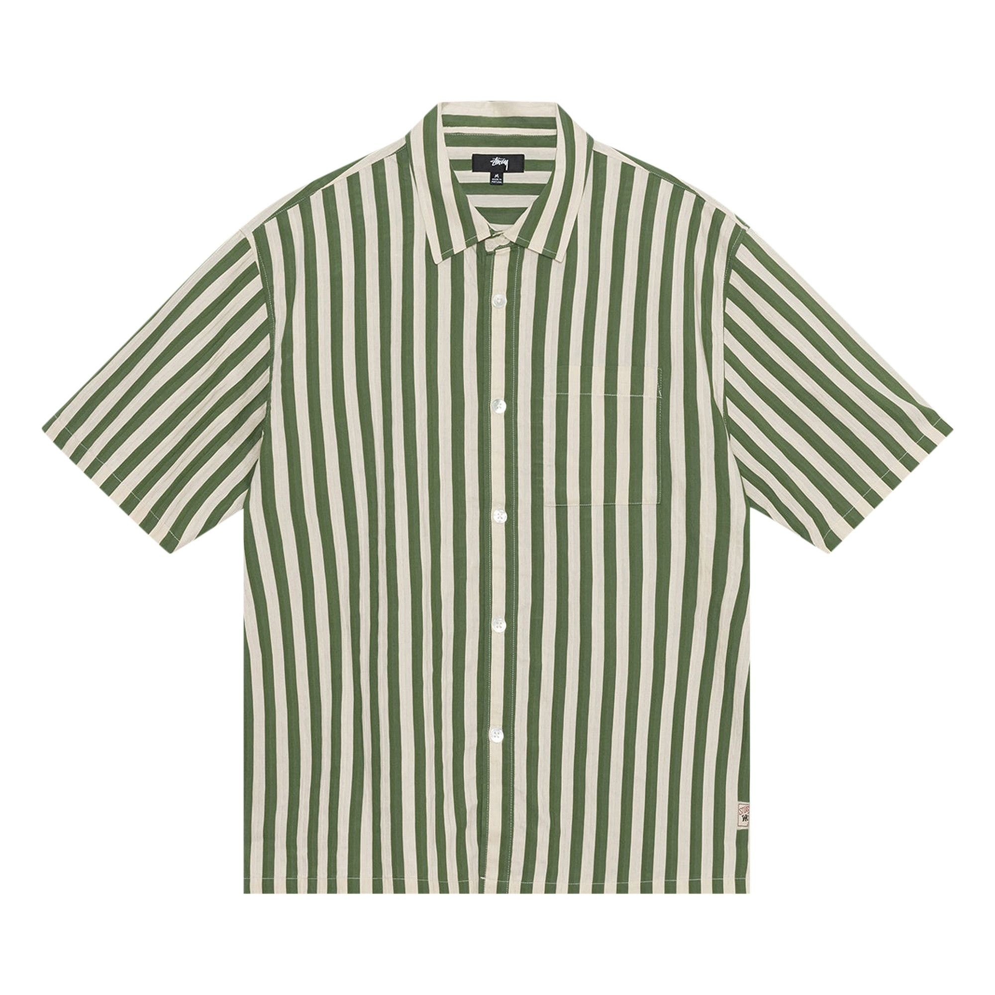 Stussy Striped Boxy Flat Hem Shirt 'Green' - 1