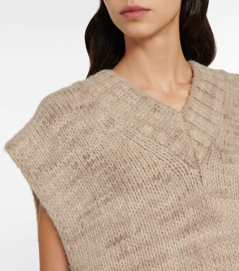 Alpaca, cotton, and wool sweater vest - 4