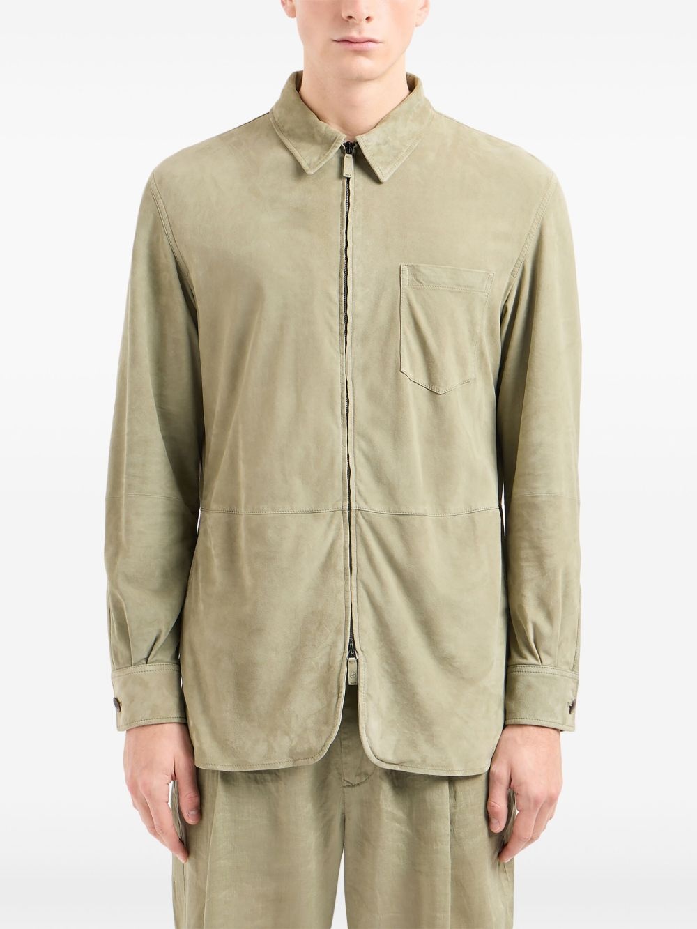 zip-up suede jacket - 3