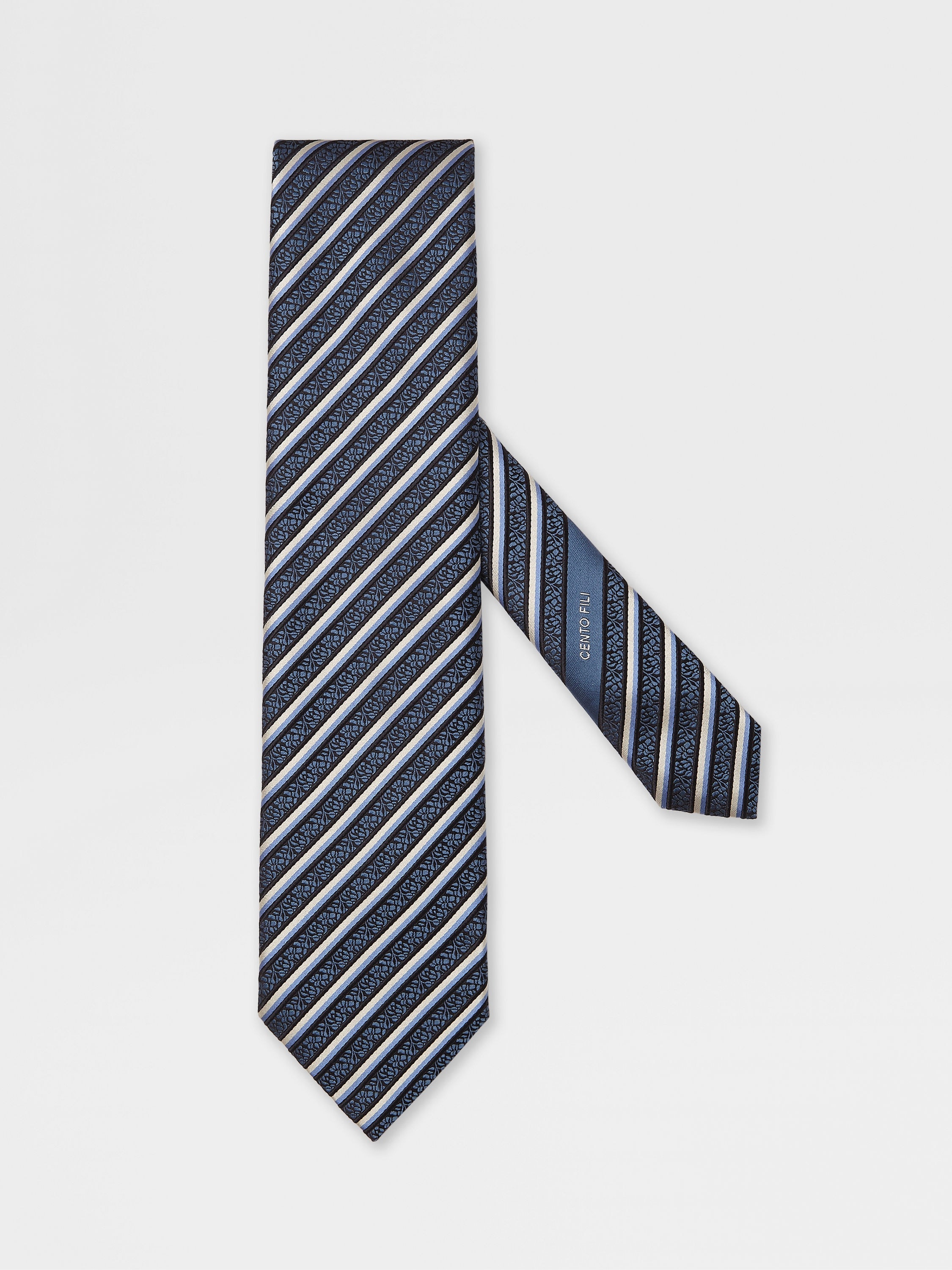 TEAL BLUE CENTO FILI SILK TIE - 1